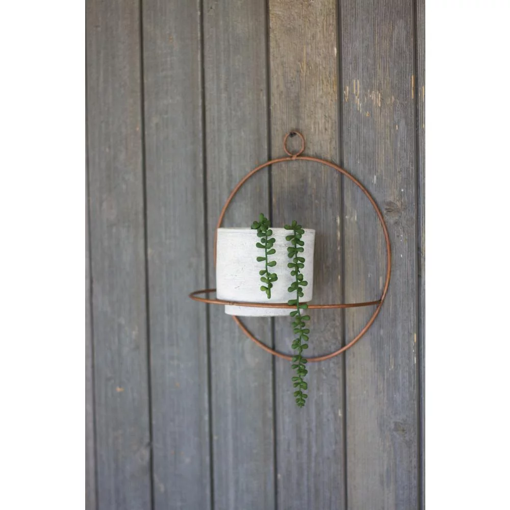 Kalalou Inc White-Washed Clay Pot W Copper Finish Circular Wall Sconce