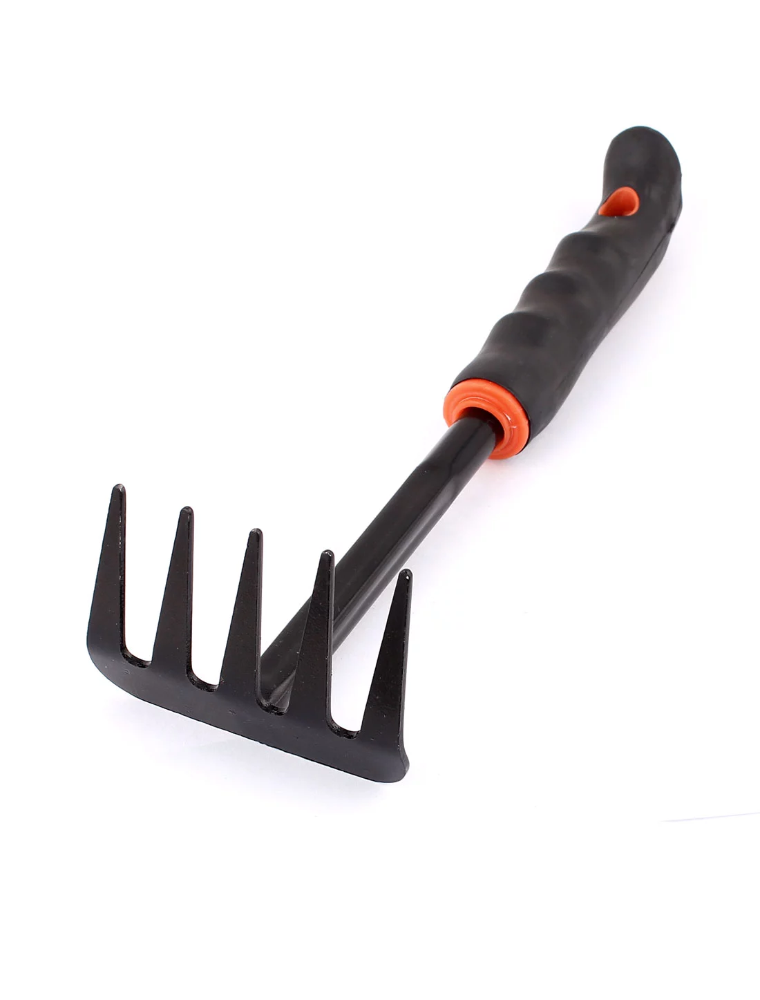 Unique Bargains Plastic Coated Metal Head Handheld 5 Teeth Garden Rake Hand Tool Black