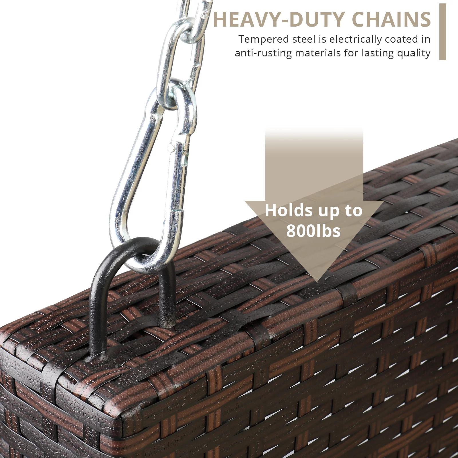 49in Brown Gradient Rattan Beige Cushion Swing Chair with Comfortable Cushions and Durable Design (Swing frames not included)