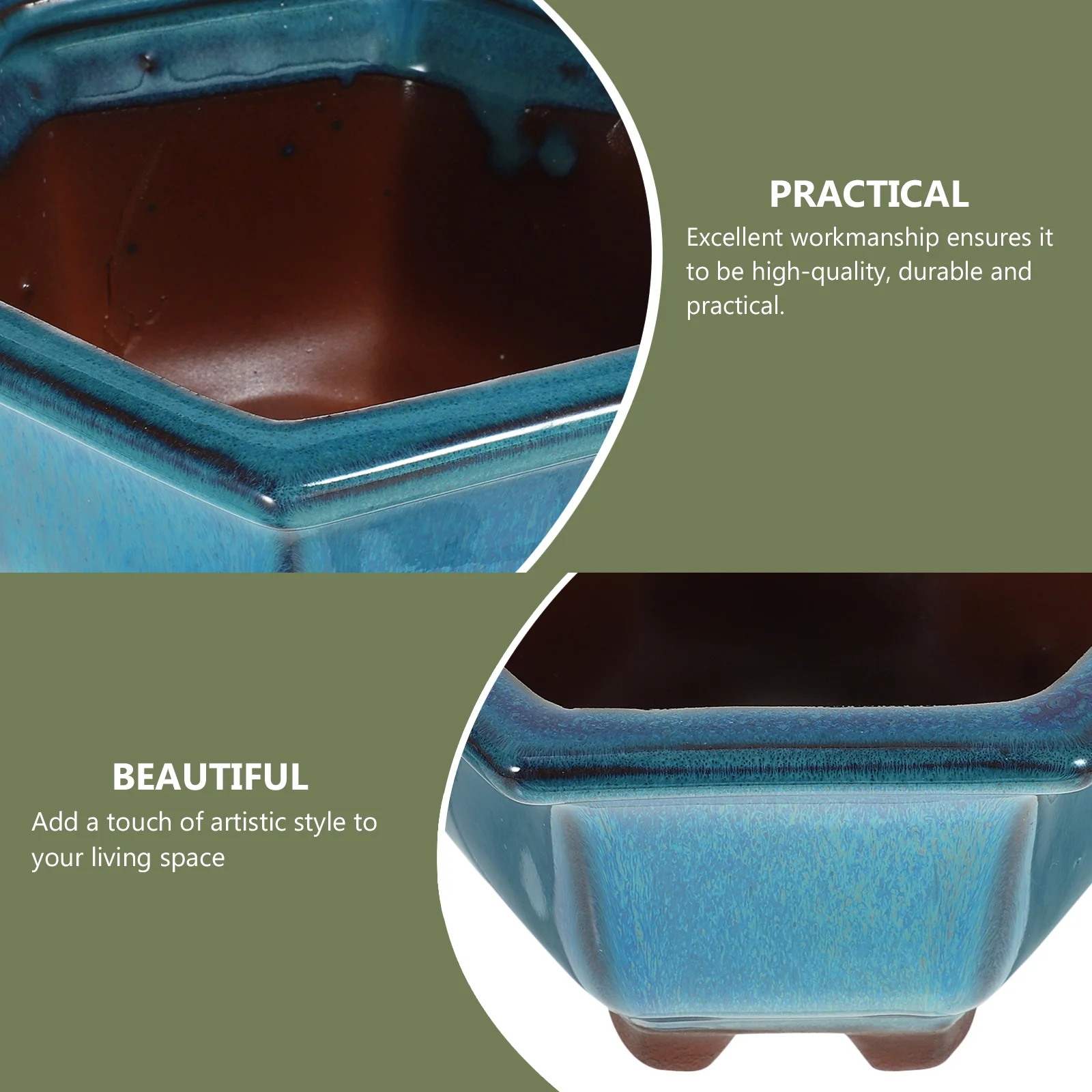 Gongxipen Simple Glazed Plant Pot Ceramic Succulent Flower Pot Home Bonsai Container