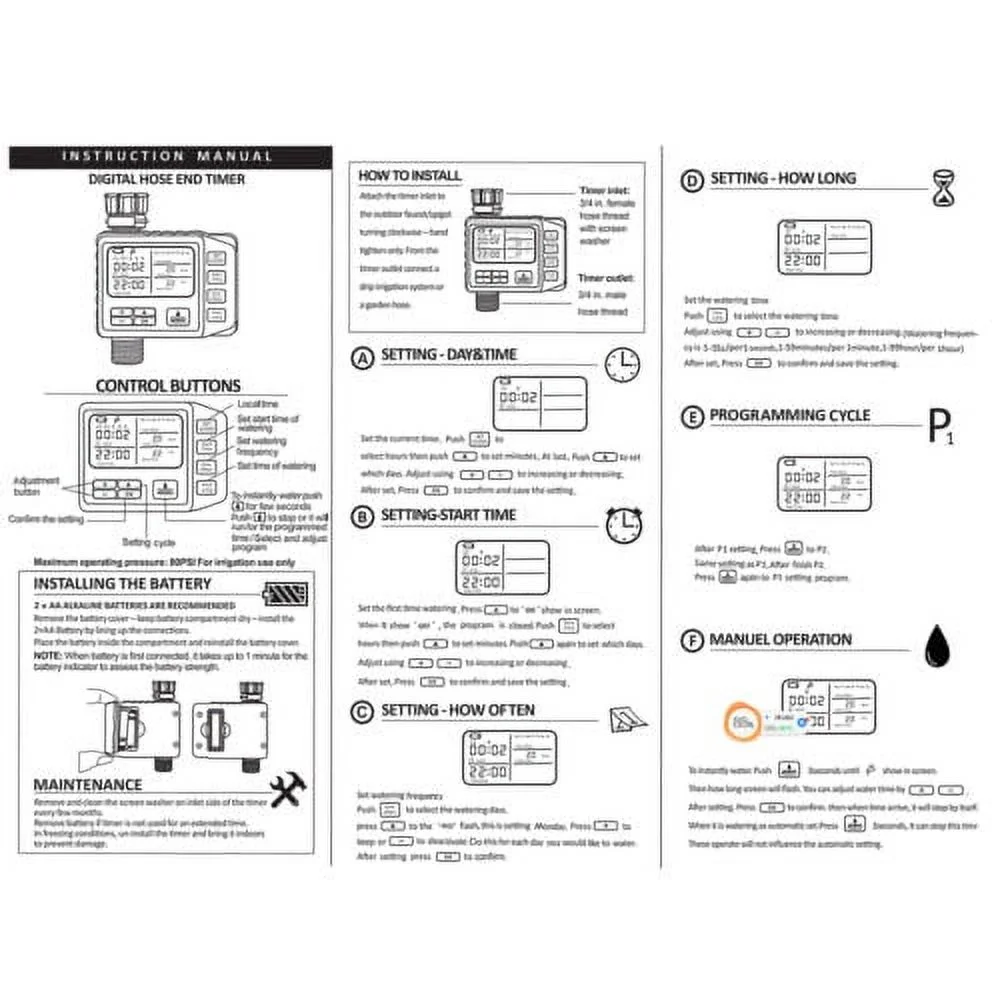 Auto Sprinkler Timer Water Hose Garden Irrigation Timer with 3 Programmable