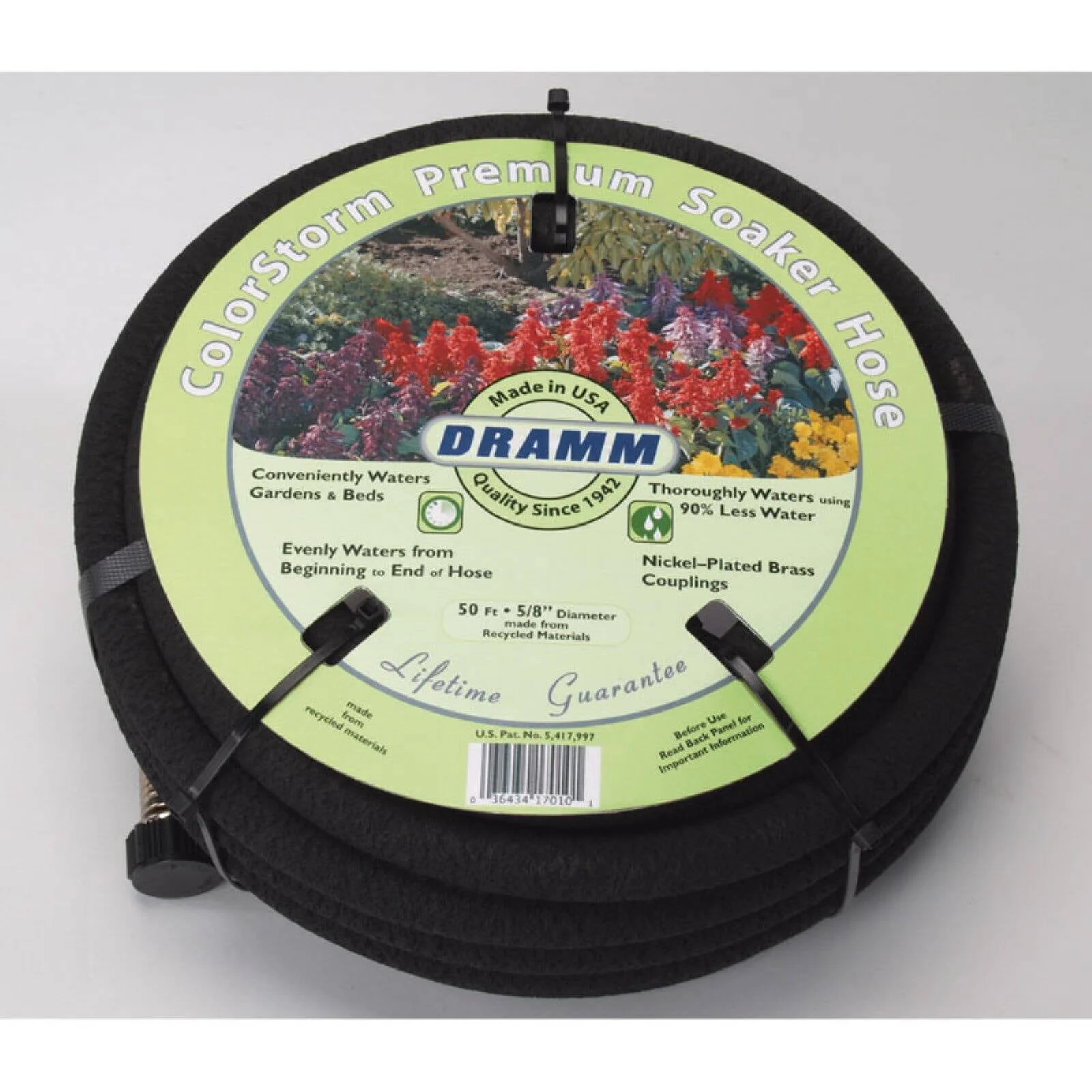 Dramm ColorStorm Premium Soaker Hose - 5/8in Diam x 25ft L - Black