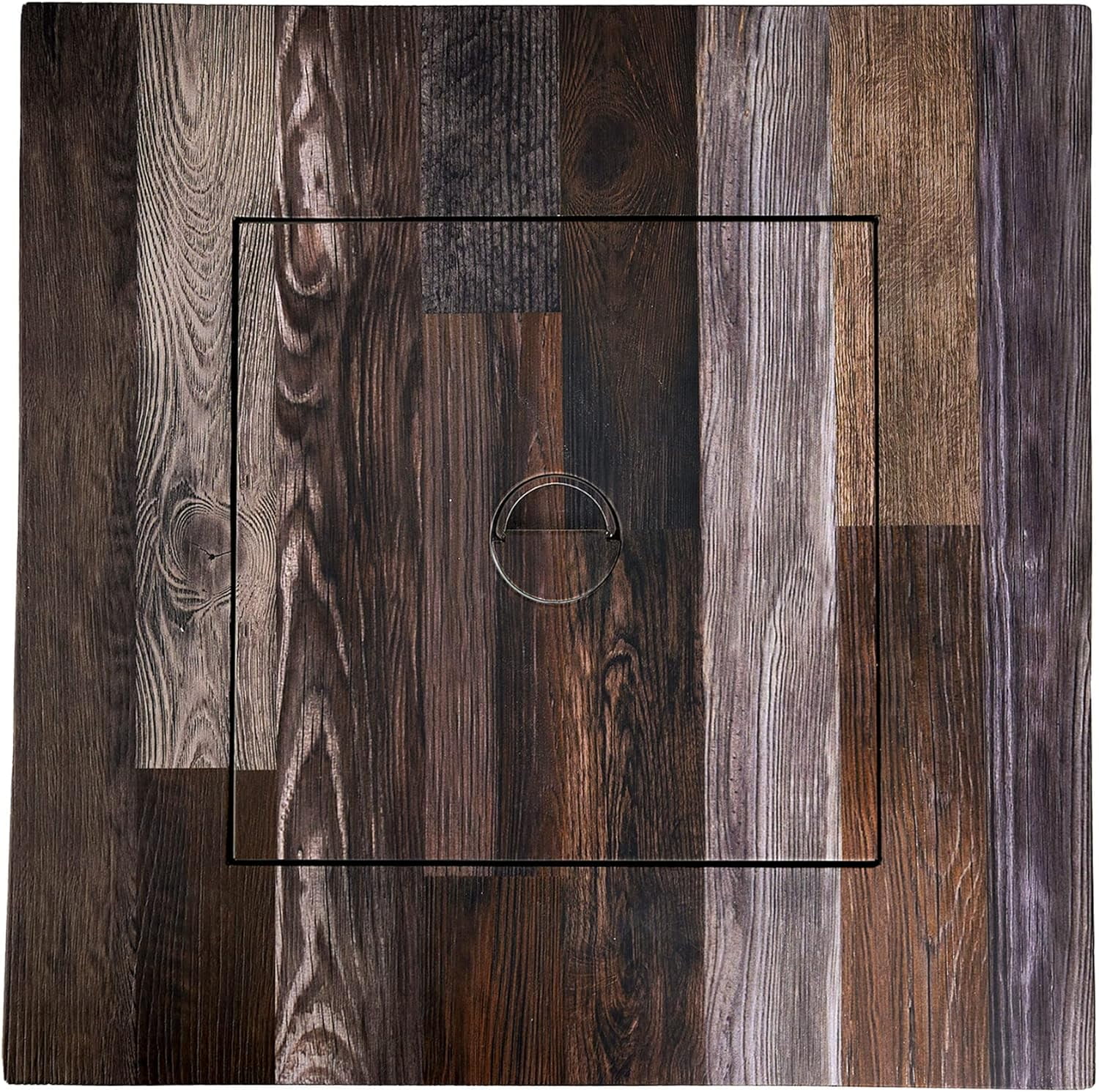 Nate 30 Inch Square Liquefied Petroleum Gas Table With Hidden Control Panel, White Fire Glass And Cover, Black