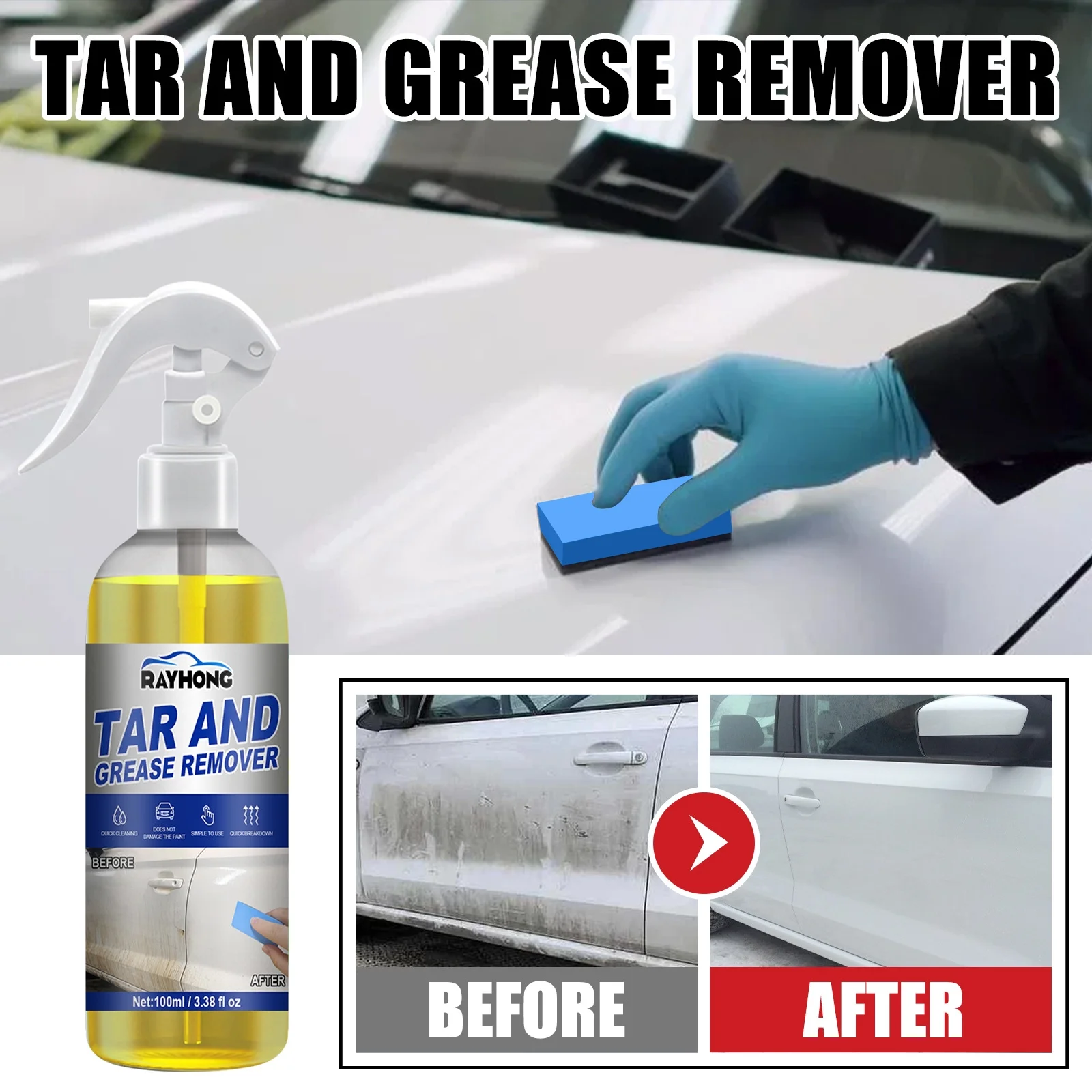 Car oil remover effective removal of surface dirt oil stains tar asphalt tree SAP cleaning agent