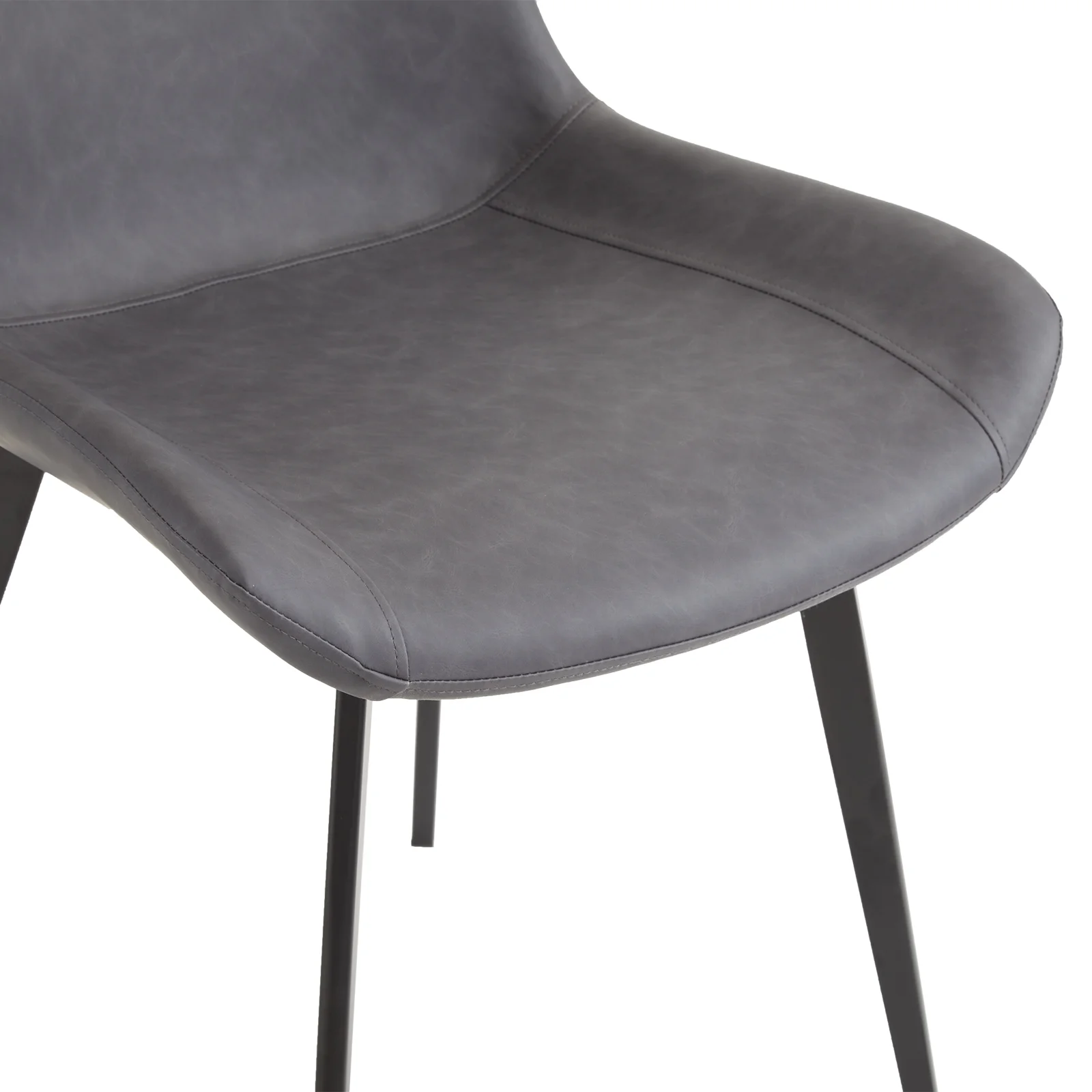 4pcs Disassembled PU Iron Pipe Curved Dining Chair Black