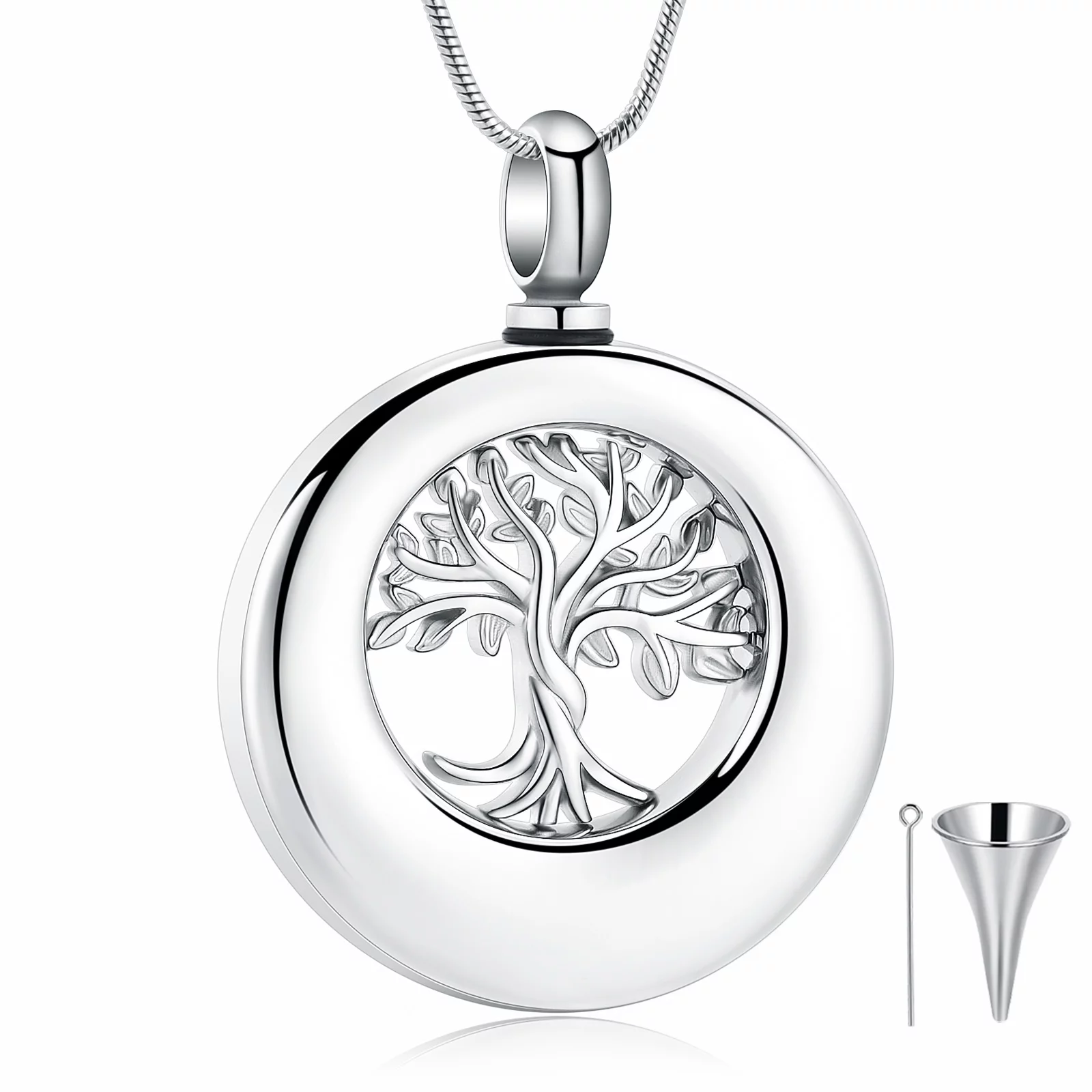 Circle Tree of Life Cremation Jewellery Urns For Ashes Keepsake Urn Necklace Lockets for Human Ashes Pet Memorial Jewelry
