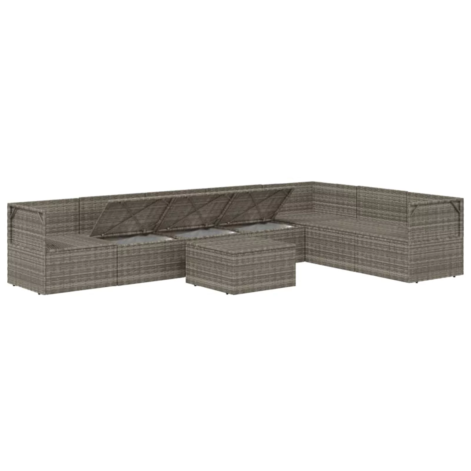 moobody 8 Piece Patio Set with Cushions Gray Poly Rattan