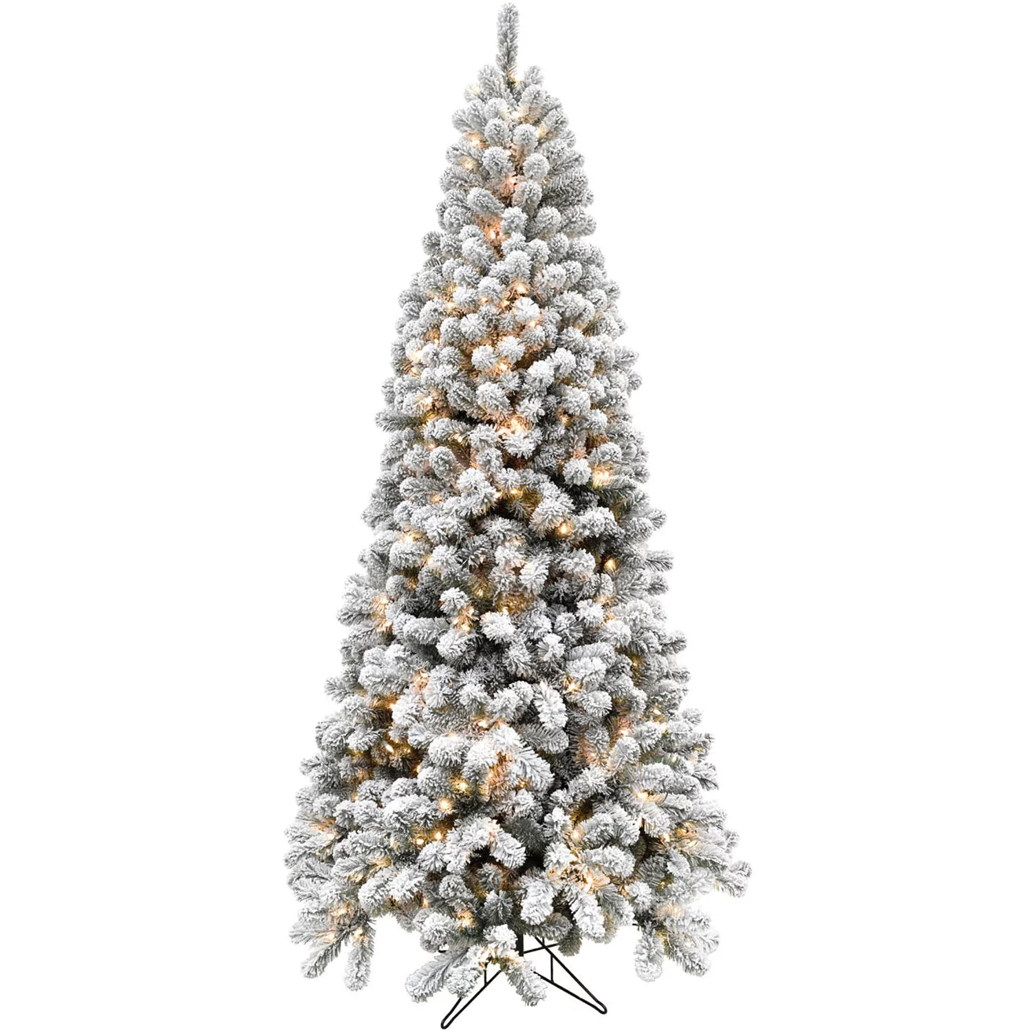 Fraser Hill Farm Silverton Fir Snowy Christmas Tree, 7.5 Feet Tall | Holiday Decoration for the Home | Artificial Flocked Tree Includes Smart Clear Lights with Easy to Connect Features | FFSF075-3SN