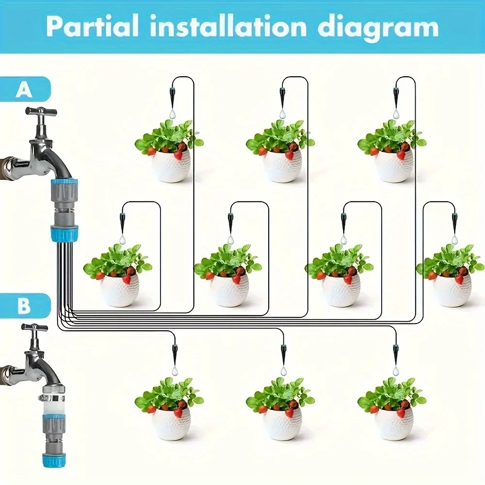 1 set of automatic drip irrigation device  equipped with 10 drip  micro irrigation system 3/4 in adapters  gardening tools