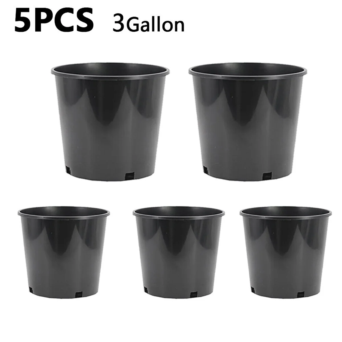 WSYW 3 Gallon Plastic Plant Flower Pot Nursery Garden Seed Containers 5 Pack
