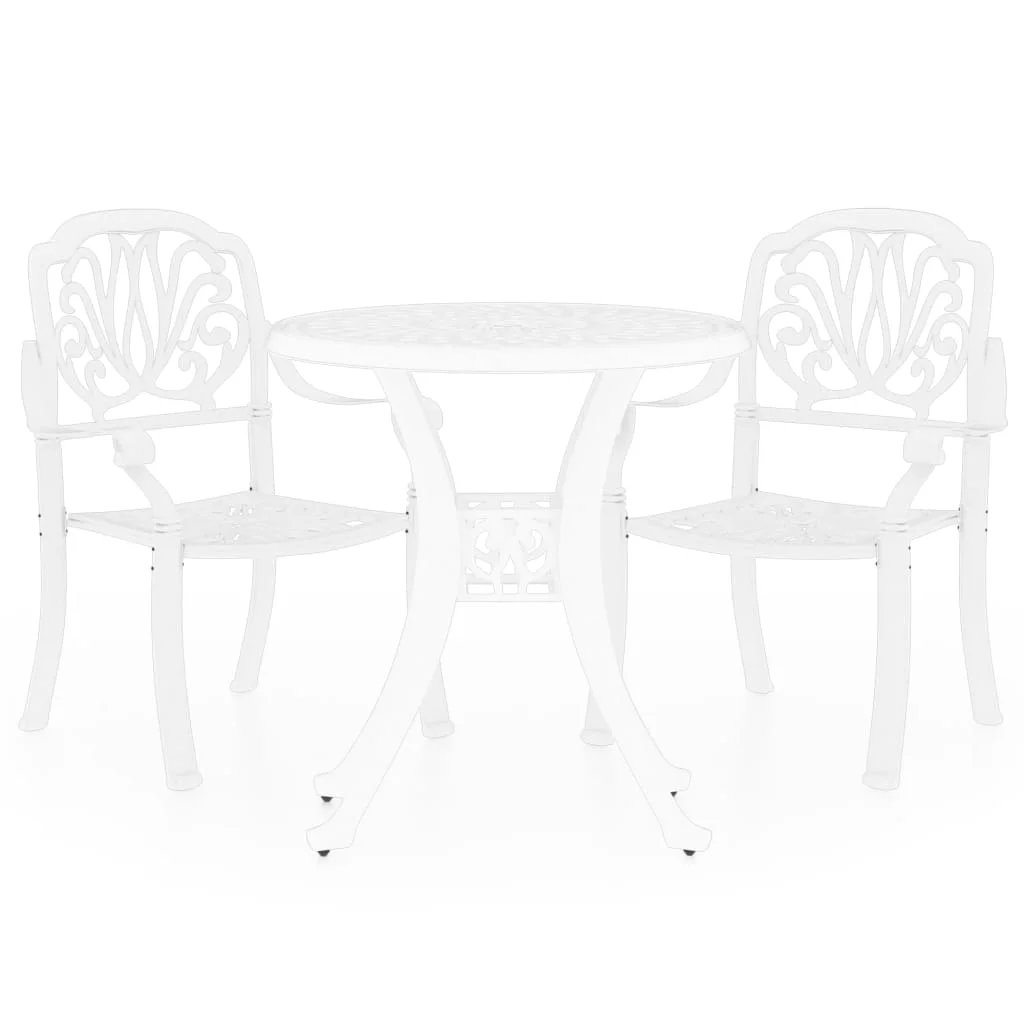 3 Piece Bistro Set Cast Aluminum White