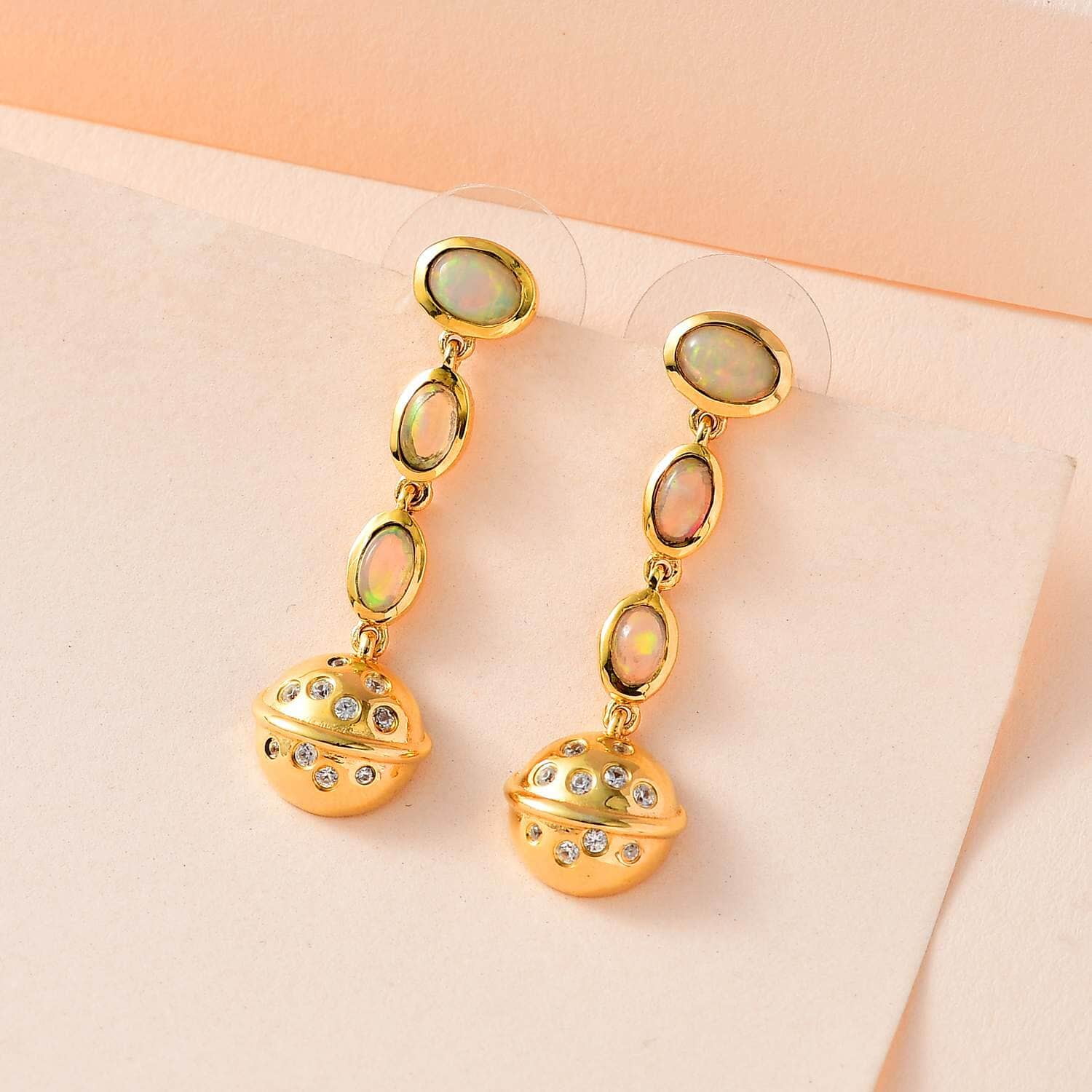 Shop LC Opal Zircon Oval 925 Sterling Silver Vermeil Yellow Gold Plated Dangle Drop Earrings for Women Jewelry Ct 1.23 Birthday Gifts