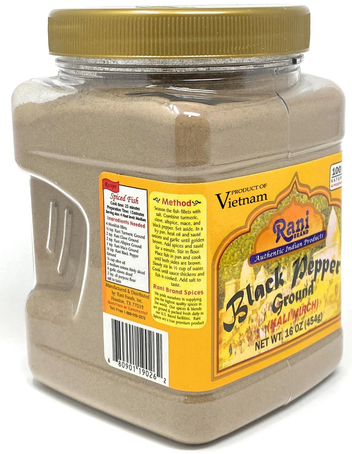 Rani Black Pepper Fine Powder 80 Mesh, 16oz (1lb) 454g PET Jar ~ All Natural | Vegan | Gluten Friendly | NON-GMO