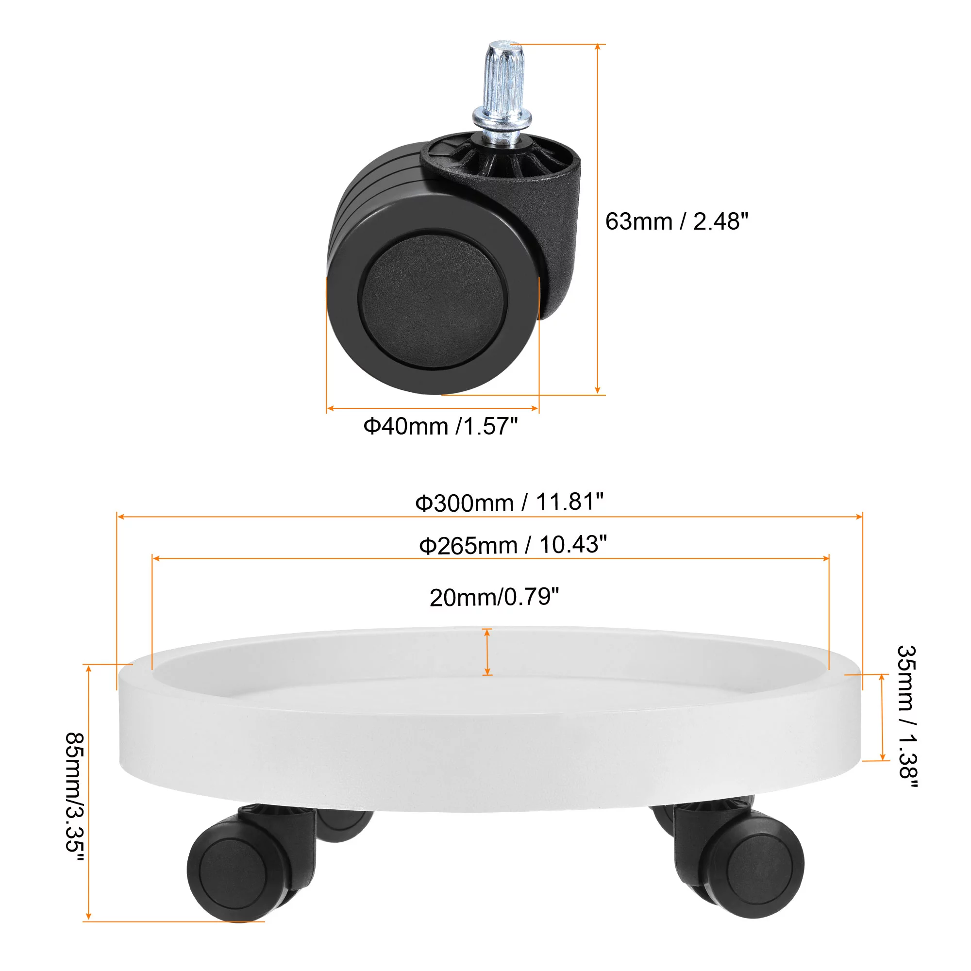 Unique Bargains Round Plastic Plant Pallet with Wheels Flowerpot Dolly