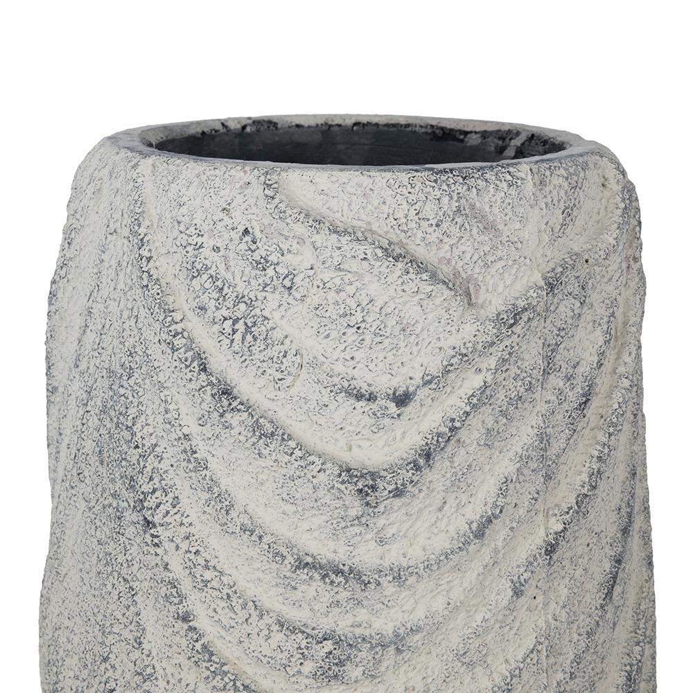 A&B Home Gray Terracotta Planter with Asymmetrical Wavy Texture 8.5
