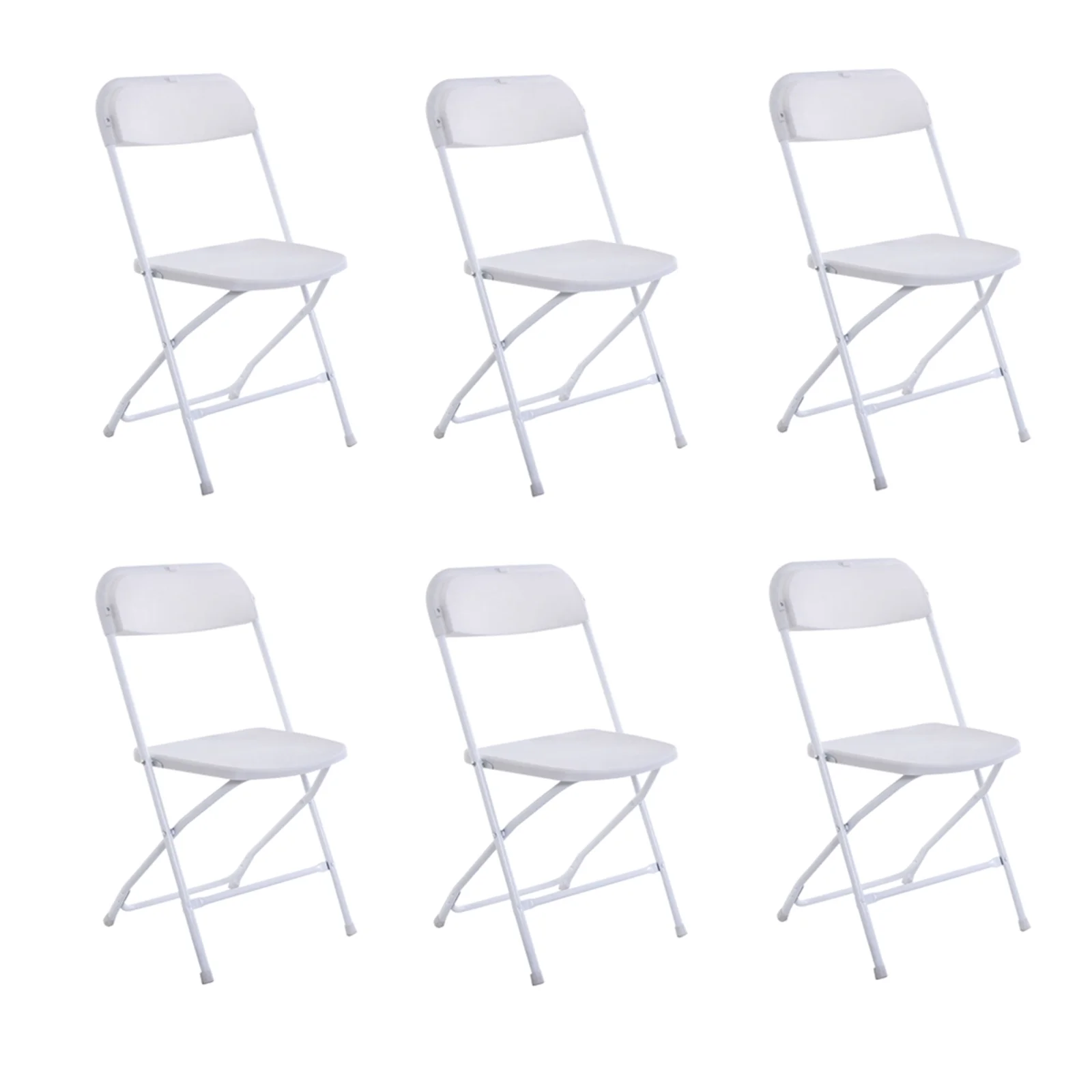 6-Piece Classic White Plastic Folding Garden Chairs Set - Injection Molding Technology, Easy Storage, Weather-resistant - Ideal for Outdoor Events