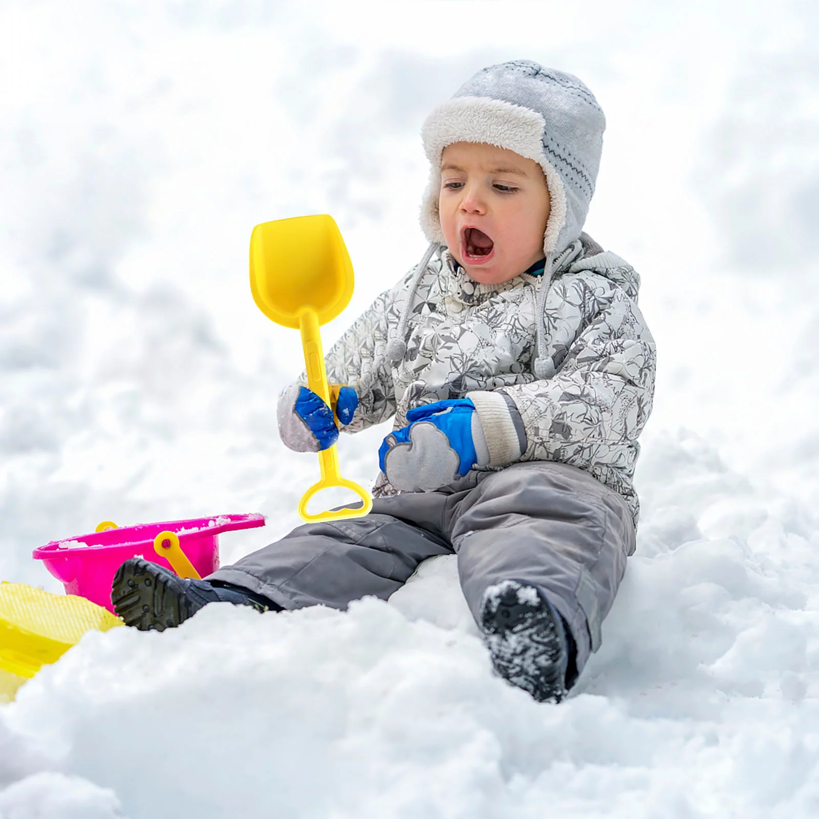 Children's Gourd Snow Shovel Children's Beach Shovel Hard Plastic Handle Winter Snow Shovel Snow Gear