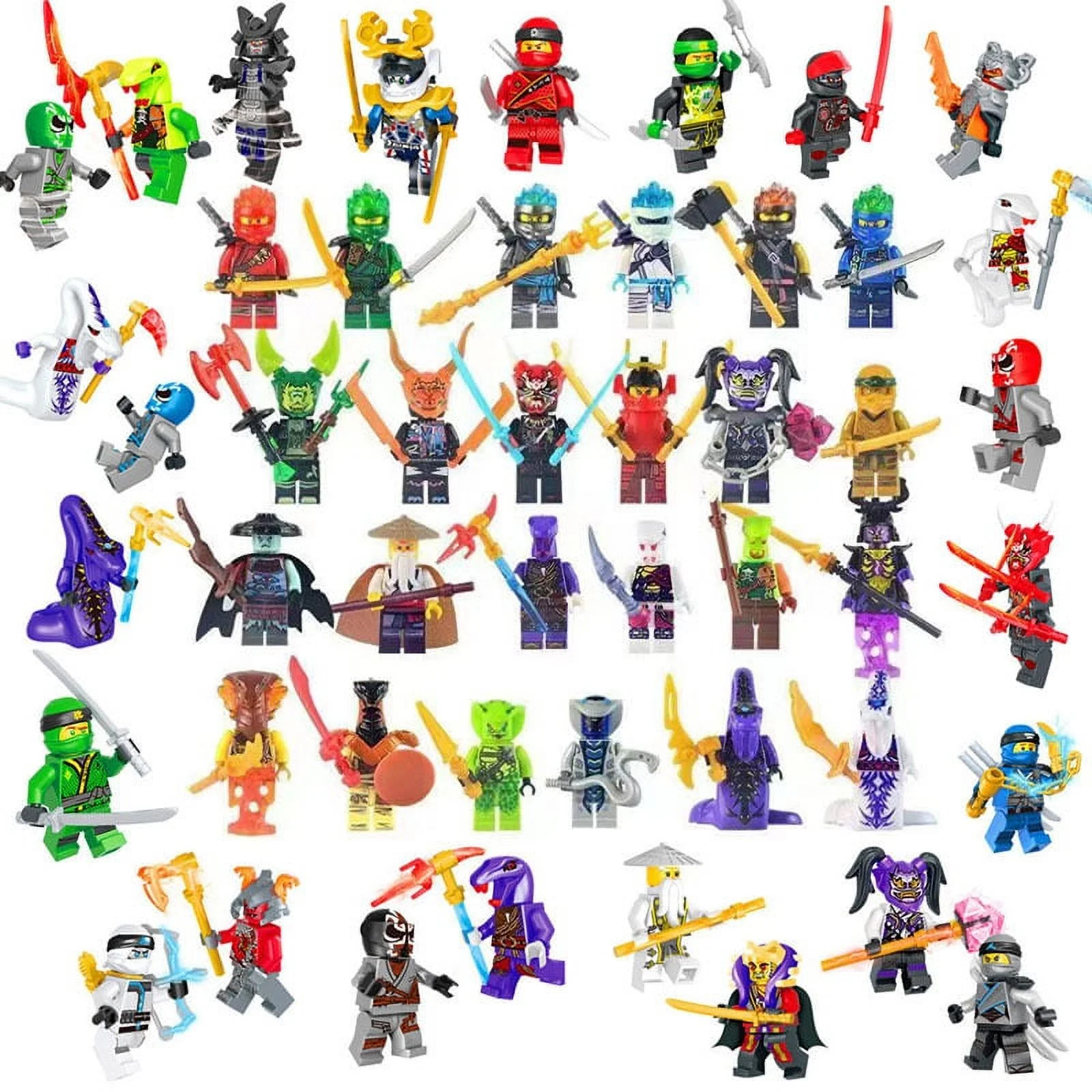 48 PCS Ninja Masters Action Figures Toy Set,Anime Ninja vs Basilisk with Weapons Building Blocks Kits,Cartoon Minifigures Toy, Gift for Boys and Fans