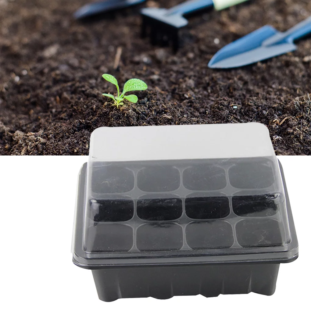12 Cells Seedling Tray Seed Starter Box Plant Flower Grow Starting Germination Pot