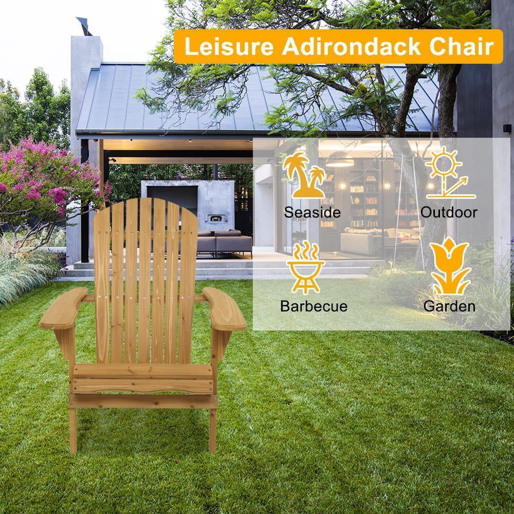 Foldable Fir Wood Adirondack Chair Patio Furniture Conversation Lounge Seat New
