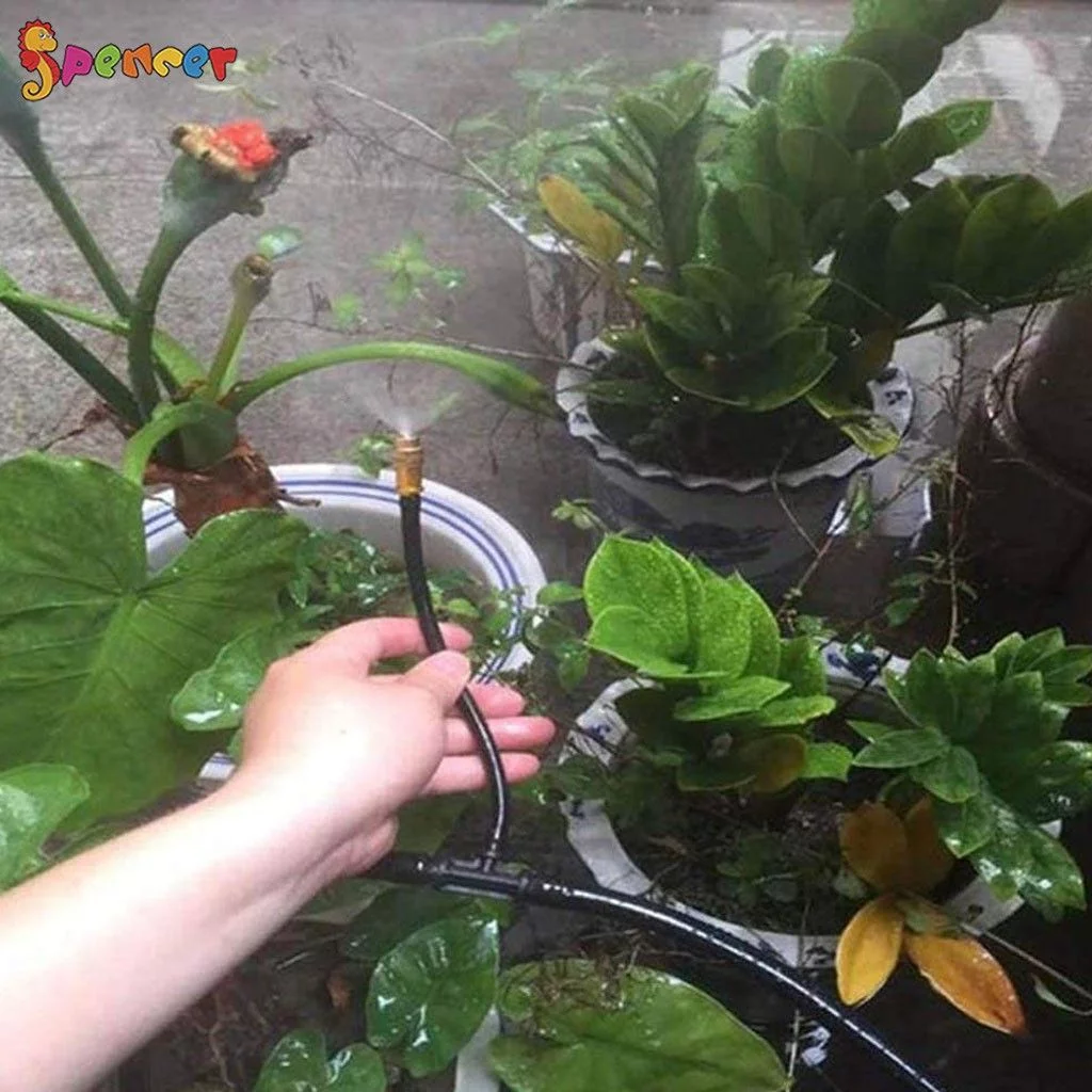 Spencer 10/20Pcs Adjustable Brass Misting Nozzle Water Mister Atomizing Spray Sprinkler for Garden Watering Irrigation