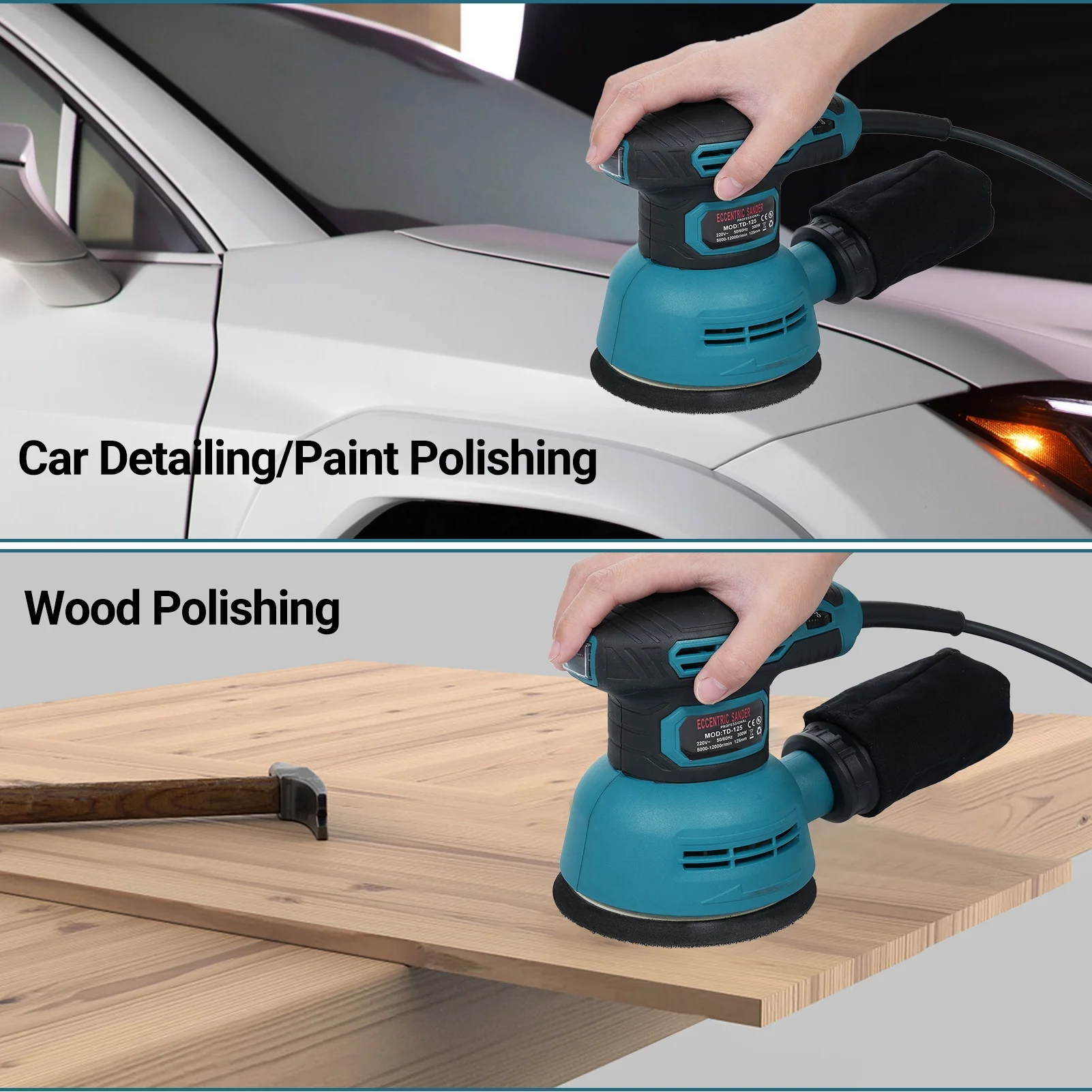 Arealer Sanding machine,5-inch Orbital Sander Speed Sander Include Orbital Sander With Variable Speed Sander With 15pcs Sandpapers 12000rpm 6 Variable 6 Variable Speed 15pcs Sandpapers 12000rpm