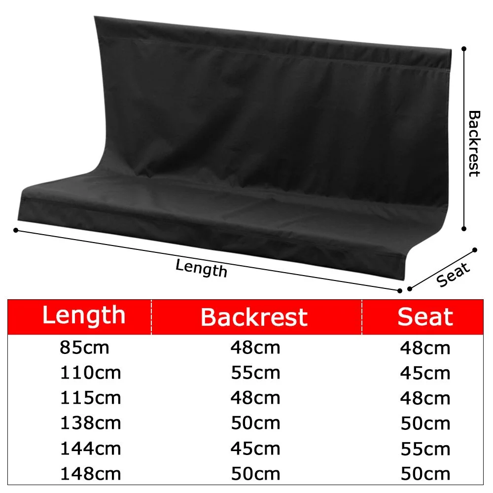 2/3 Seater Replacement Patio Garden Backrest Guard Bench Seat Cover Swing Chair Covers Hammock Shield BLACK 138CM X 50CM X 50 CM