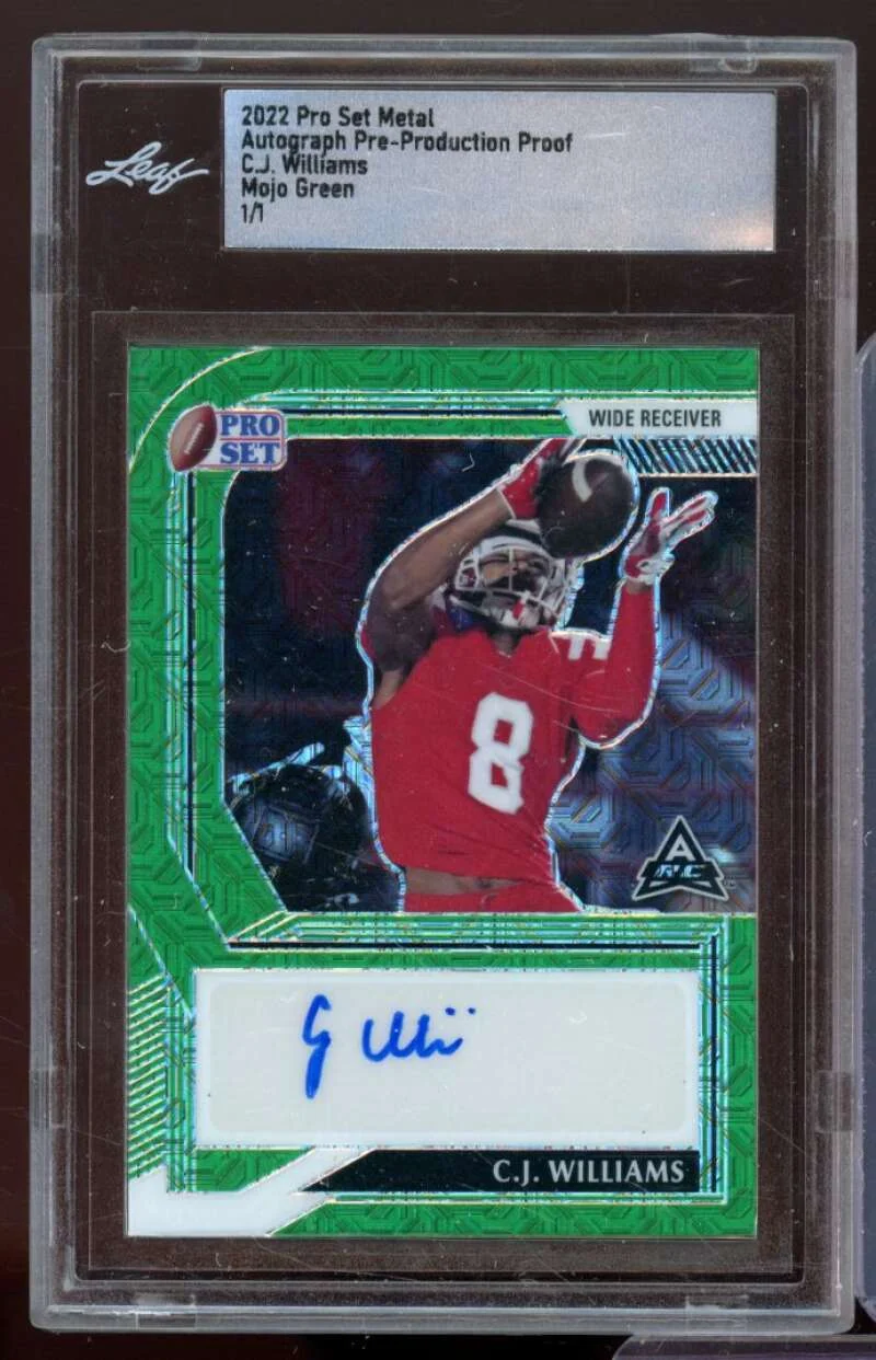 C.J. Williams Card 2022 Leaf Pro Set Metal Mojo Green (1/1) #nno BGS