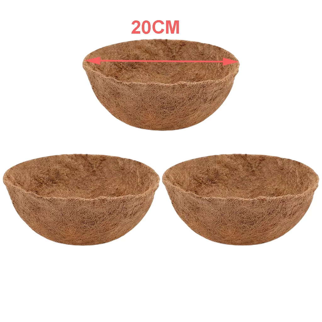 3 Pcs Liners for Planters, Round nut Fiber Replacement Thick Liner for Plants Hanging and Flower Pot Outdoor Coir Planter - 20cm