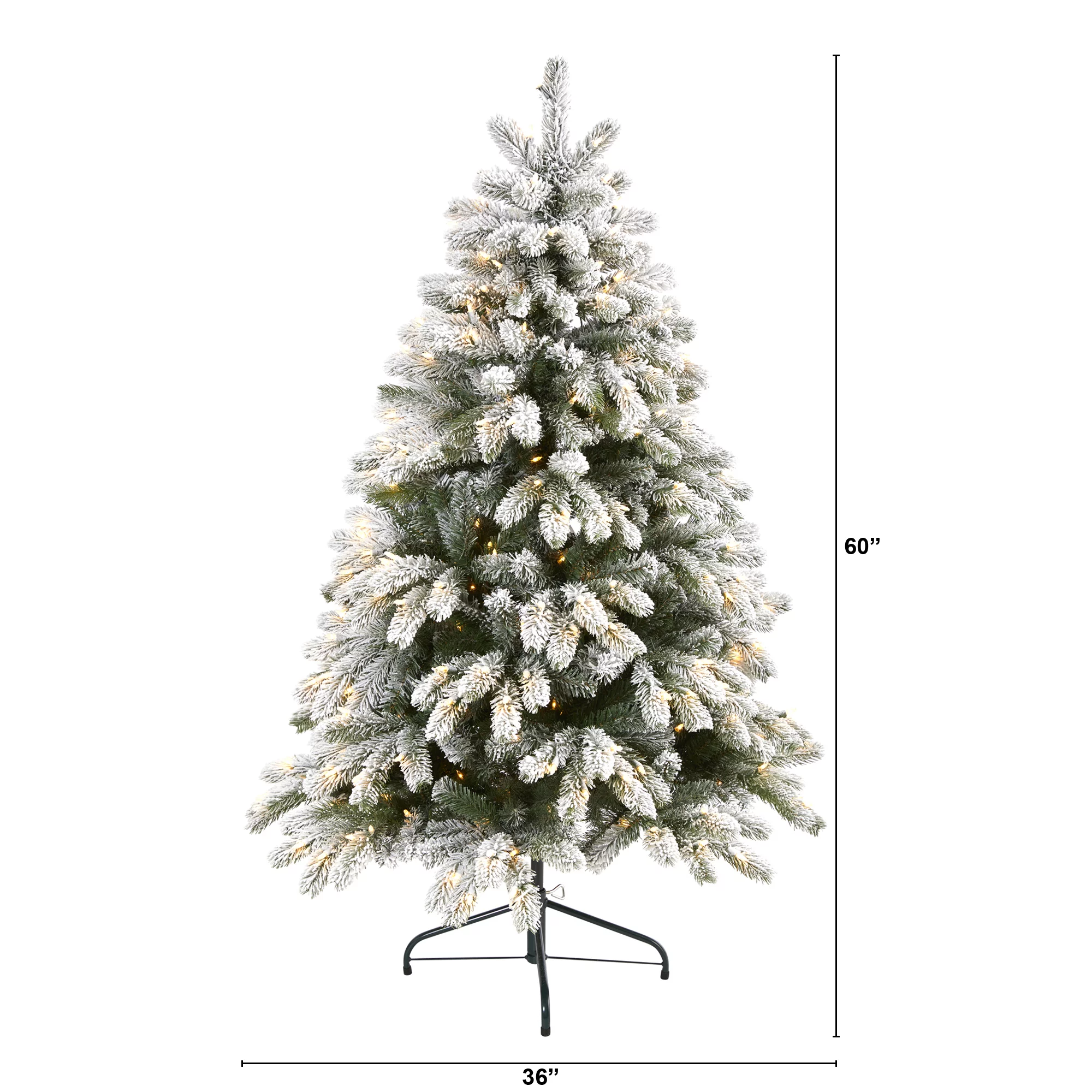 Nearly Natural Clear Prelit 300 LED Flocked Spruce Artificial Christmas Tree, 5'
