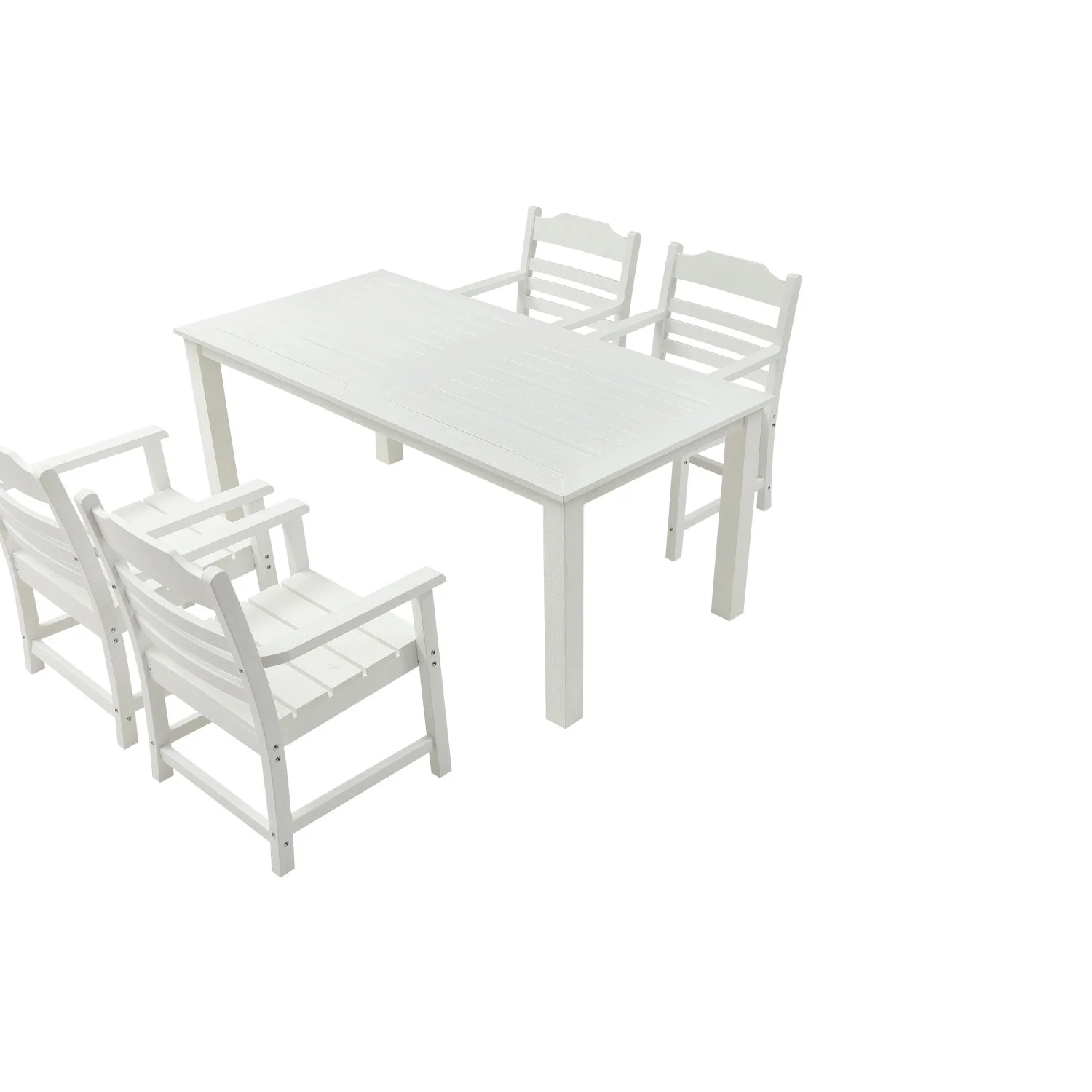 HIPS Patio Furniture Dining Chair and Table  5 Pieces(4 dining chairs+1 dining table) Backyard Conversation Garden Poolside Balcony White