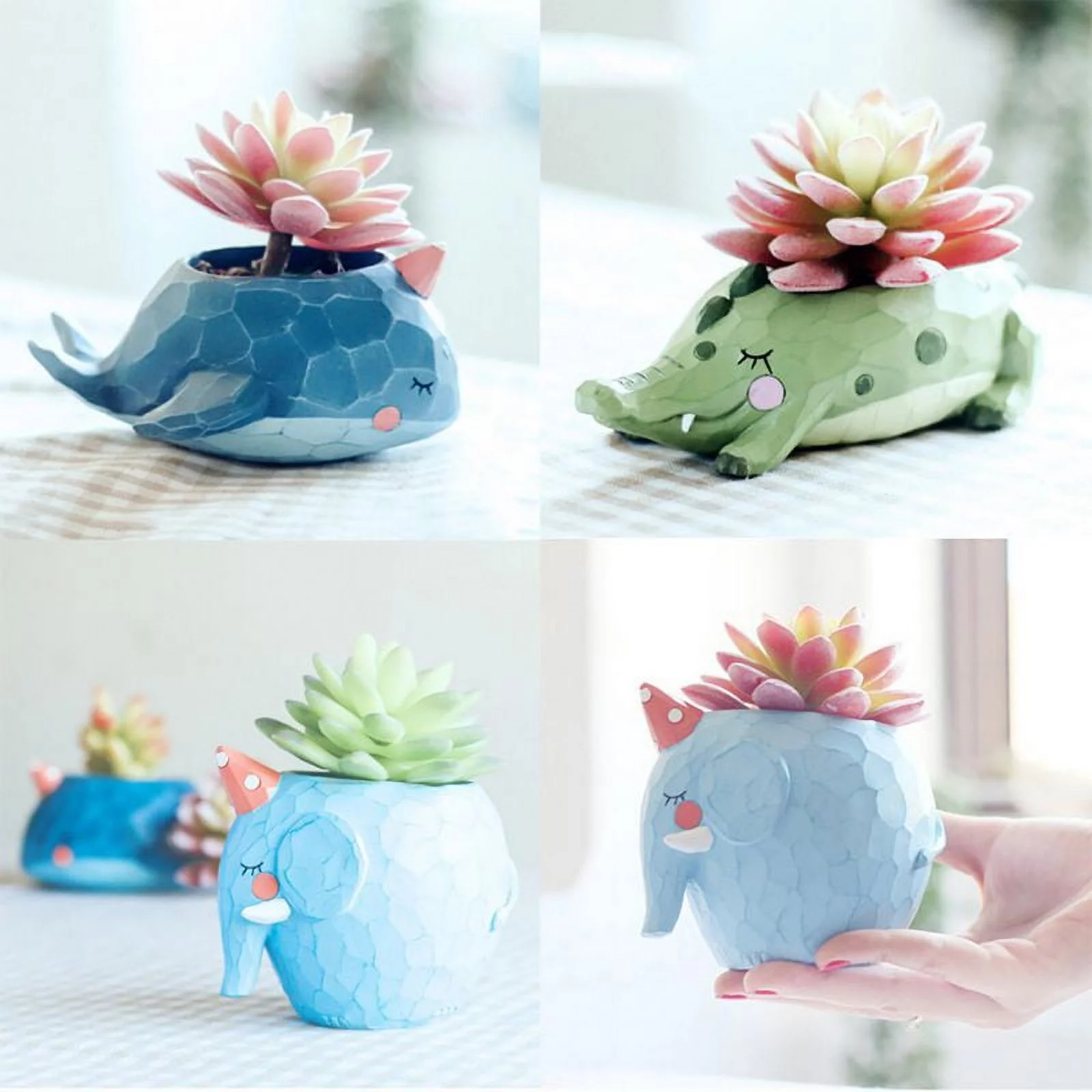 Cute Animals Flower Pots  Succulents Plants  Whale Dinosaur Elephant Planters Bonsai  Desktop Decoration