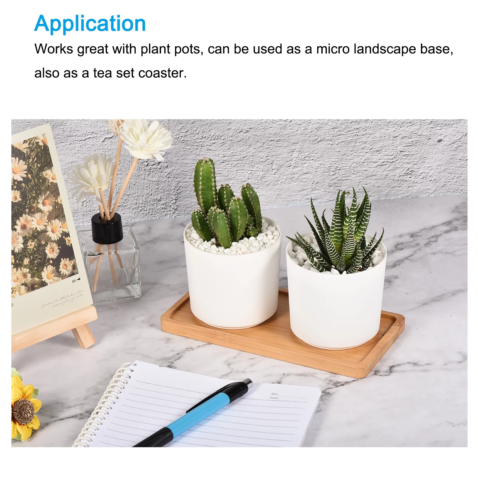 Unique Bargains 17.5x8.8cm Rectangular Bamboo Plant Flowerpot Drip Tray, 3 Pack