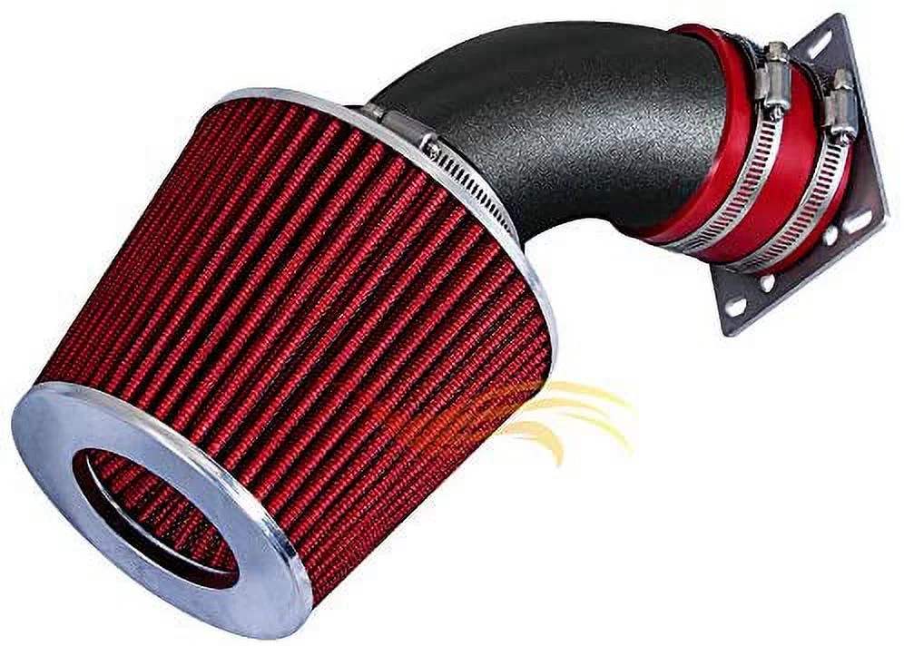 RW SERIES - MATTE BLACK PIPE RED - SHORT RAM INTAKE Compatible For 92-95 BMW 318/318i/318is/318ti