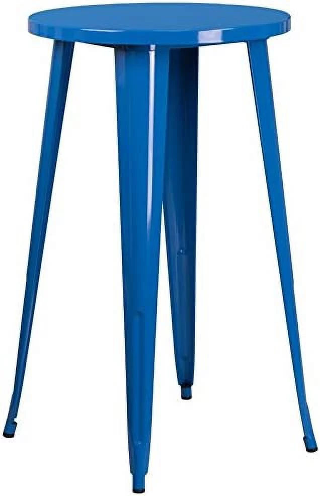 Bowery Hill Metal Patio Bistro Table in Blue