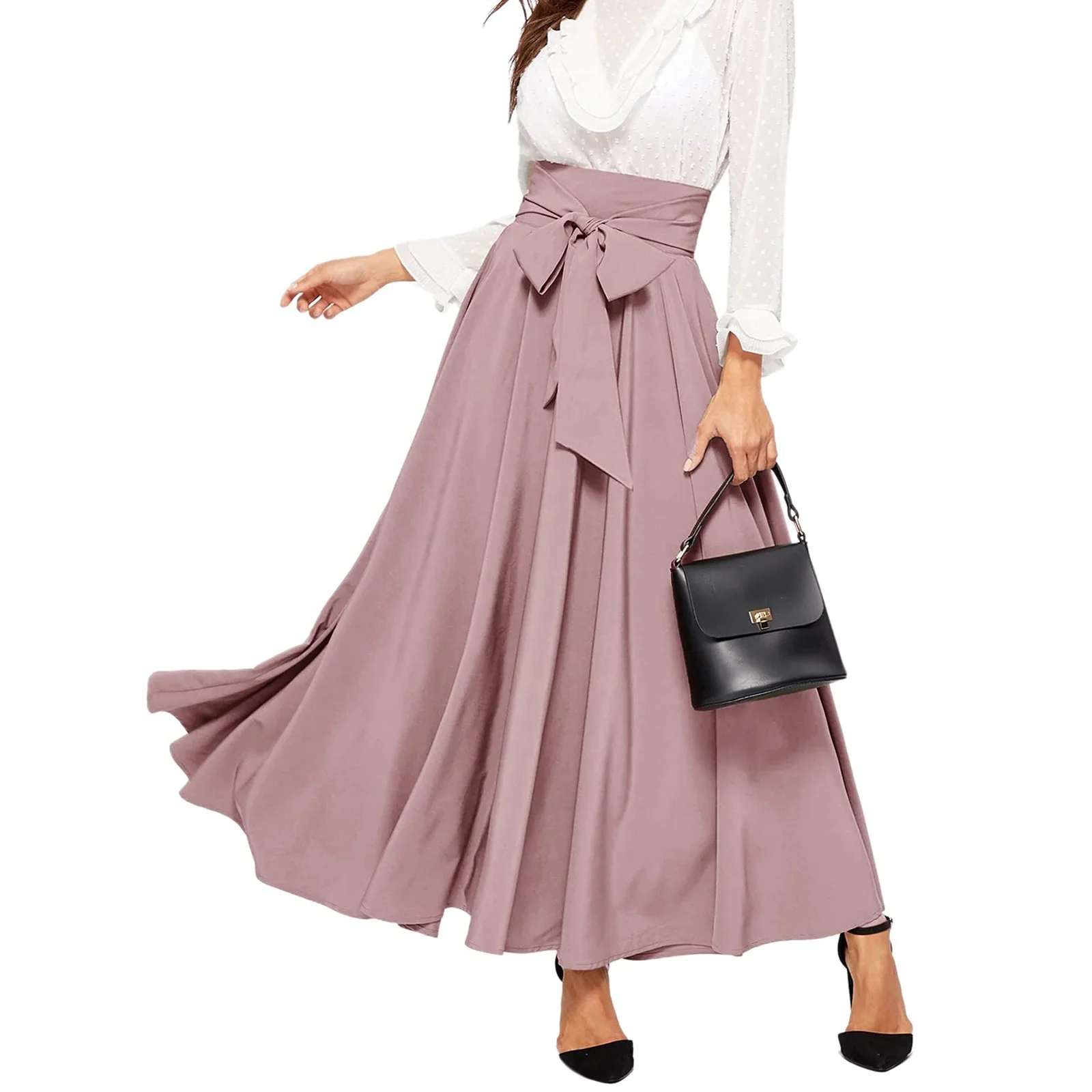 Autumn Tennis Skirt Women'S Elegant High Waist Skirt Tie Front Pleated Maxi Skirts Skirt Shorts Jean