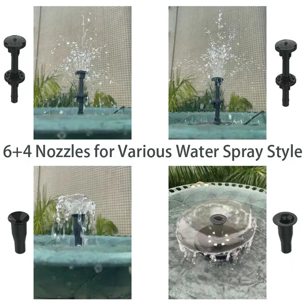 Pump,7w Solar Nozzle Kit Pump Built-in Pump With Clear Nozzle Max 400l/h And Remote Solar Pump With 16ft Cable 17pcs Clear Kit 7w Water Pump 3000mah Battery Remote 17pcs Solar Pond 400l/h Solar