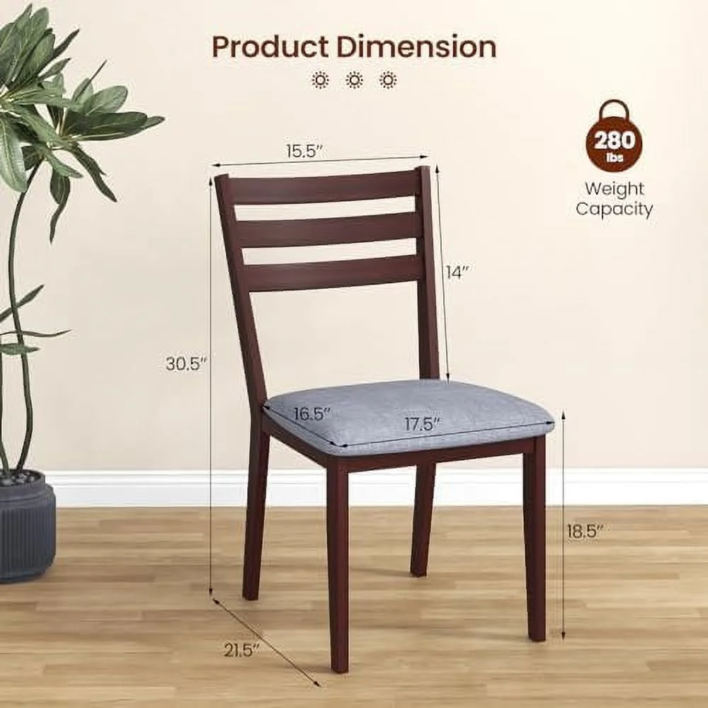 MJGXCBO Wood Dining Chairs   Upholstered Kitchen Chair with Solid Rubber Wood Frame  Armless Wooden Dining Side Chairs with Cushion Seat  Farmhouse High Ladder Dining Room Chair