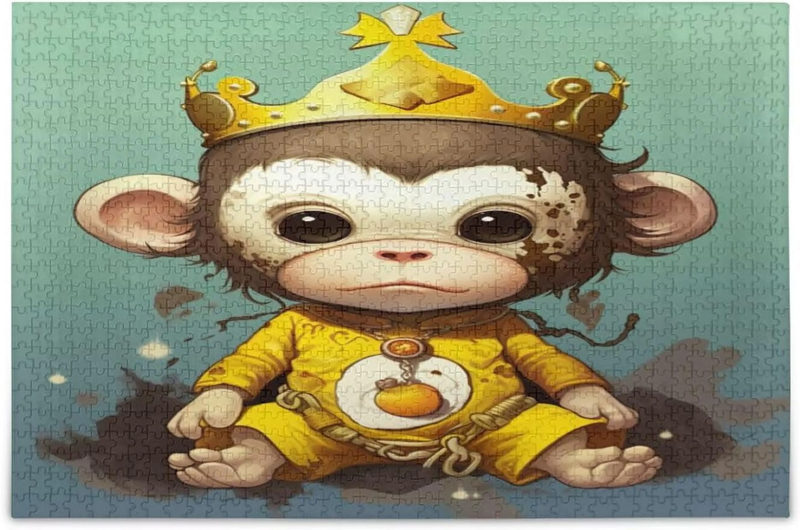 FREEAMG Cute Cartoon Monkey Jigsaw Puzzles for Adults or Kids 1000 Piece, Decompression Fun Family Puzzles Game for Christmas Holiday Toy Gift