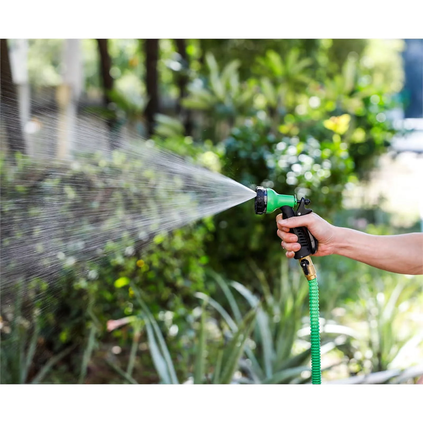 LuxenHome Set of 2 50ft Green Garden Hose