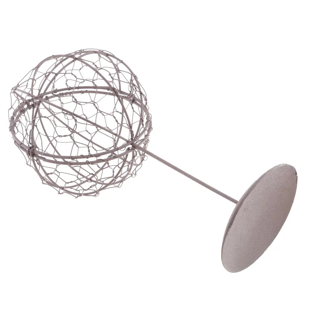 26cm Iron Wire Wreath Frame Succulent Pot Plant Holder , Ball Shape with Stand