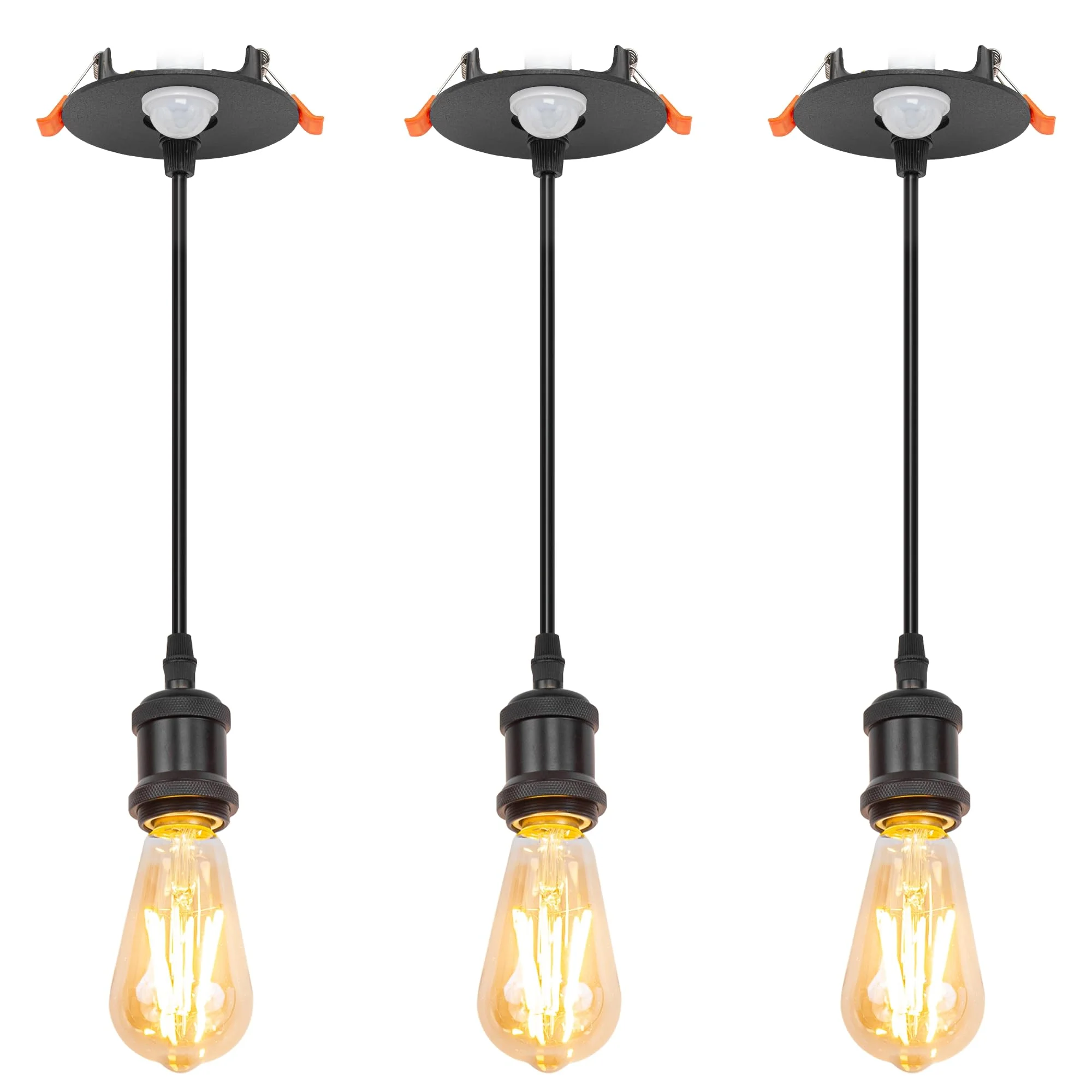 Kiven Recessed Ceiling Light, Motion Sensor Recessed Downlight, Adjustable Vintage Pendant Lighting for Foyer Kitchen Island Garage Hallway,3 Pack