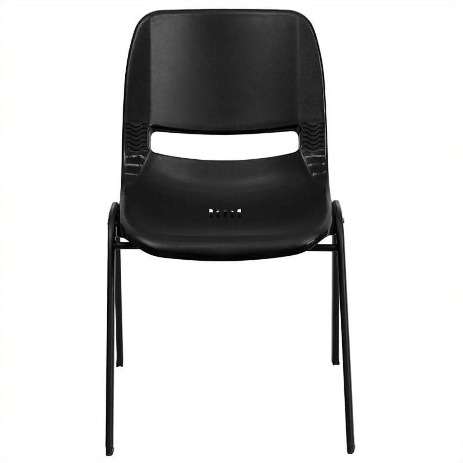 Bowery Hill Ergonomic Shell Stacking Chair in Black
