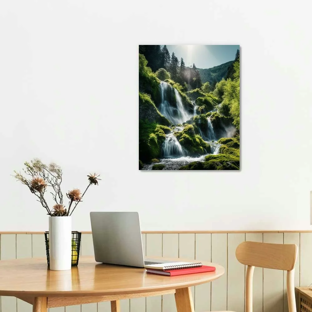 COMIO  Lower Yellowstone Falls, Yellowstone Canvas Wall Art Print, Waterfall Home Decor Artwork