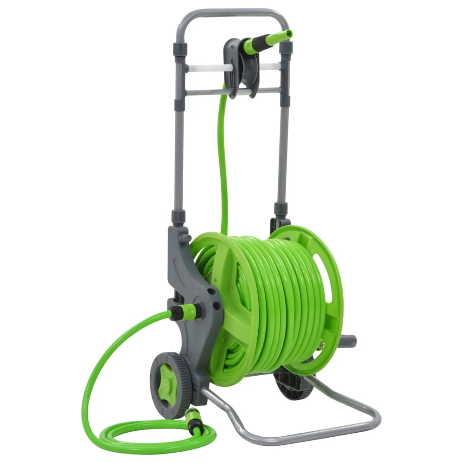 moobody Garden Water Hose Reel with Wheels, 174.6ft Outlet with 6.6ft Inlet Water Hose Reel Green for  Garden Watering, Irrigation, Vehicle Cleaning