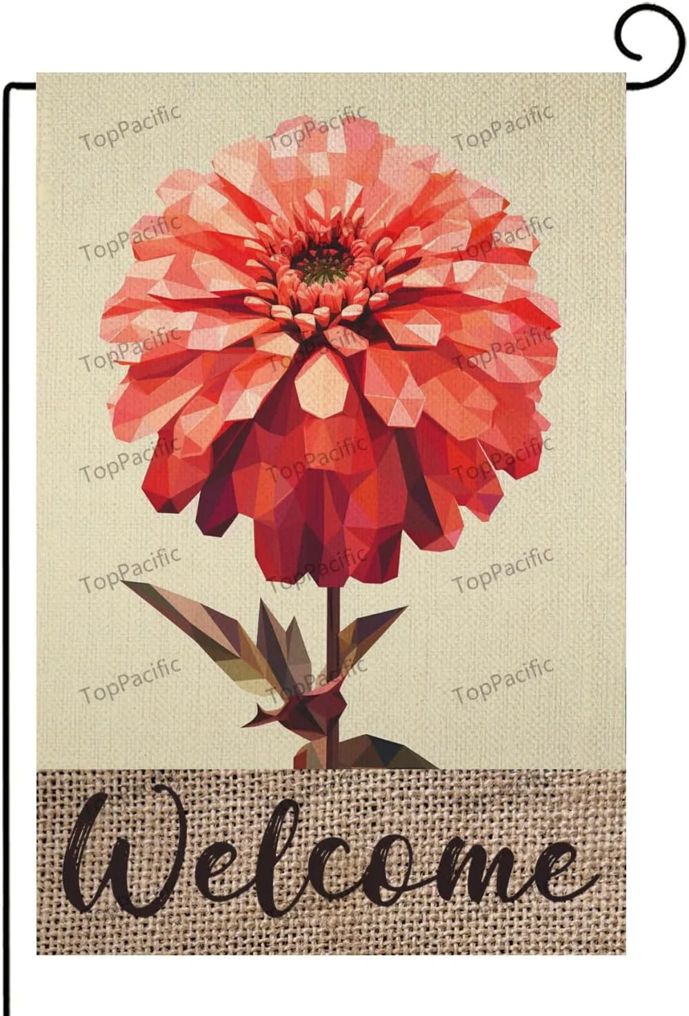 Zinnia Flowers Welcome Garden Flag Double Sided, Spring Summer Autumn Winter Seasonal Floral Autumn Rustic Harvest Yard Outdoor Decoration