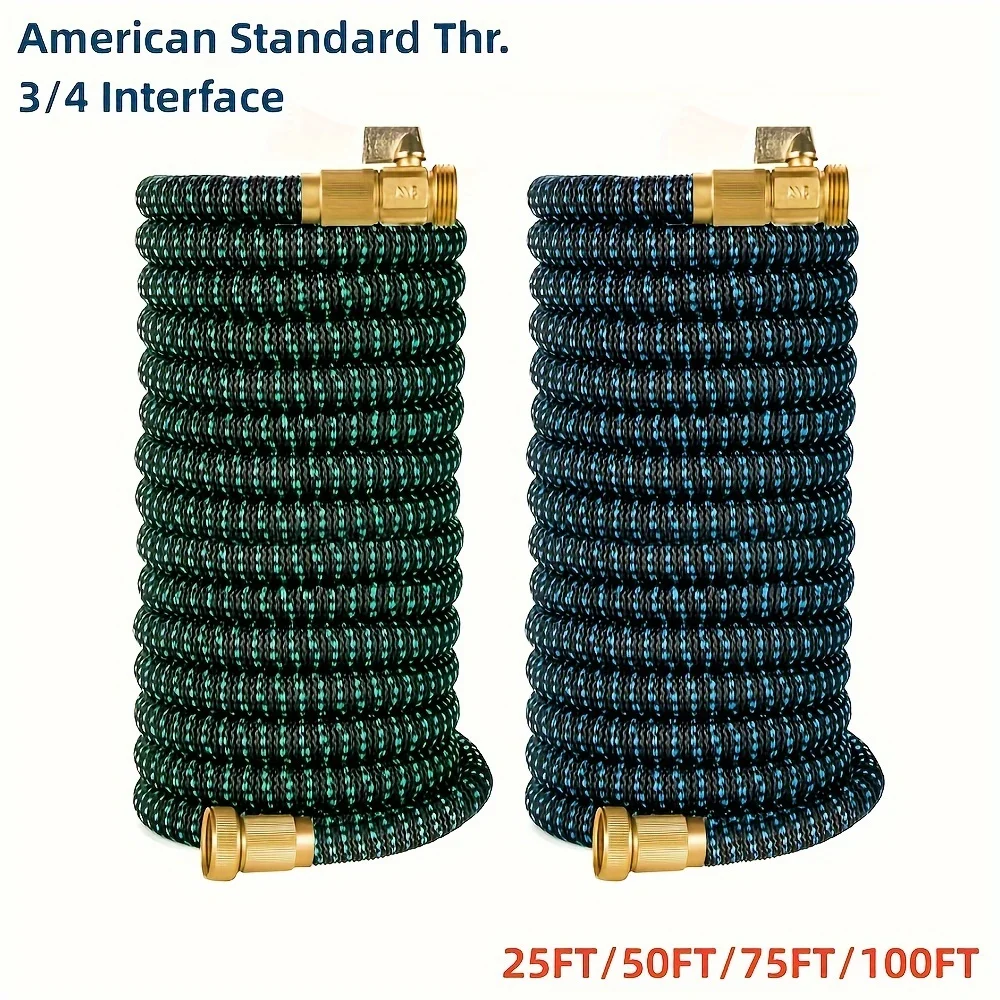 Super-Duty 3/4 Expandable Garden Hose - Magic Flexible & High-Pressure Resistant - Ideal for Car Wash & Lawn Irrigation - Telescopic Design, 4 Sizes, 2 Colors, American Standard