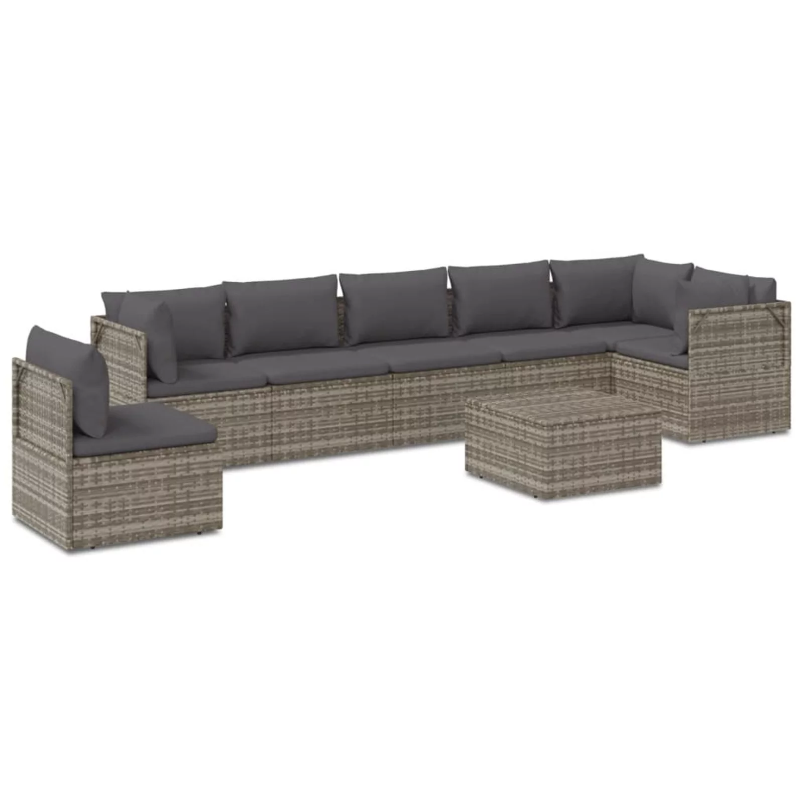 Tomshoo 8 Piece Patio Set with Cushions Gray Poly Rattan
