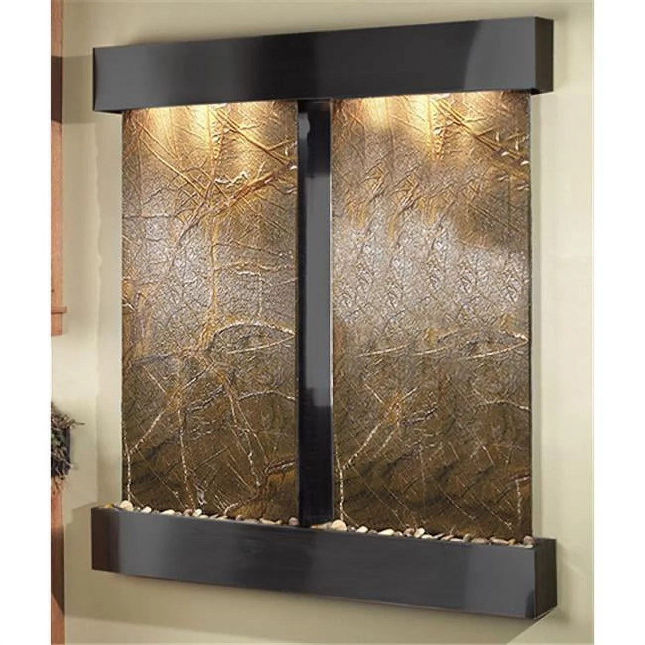 Cottonwood Falls - Green Rainforest Marble Wall Fountain