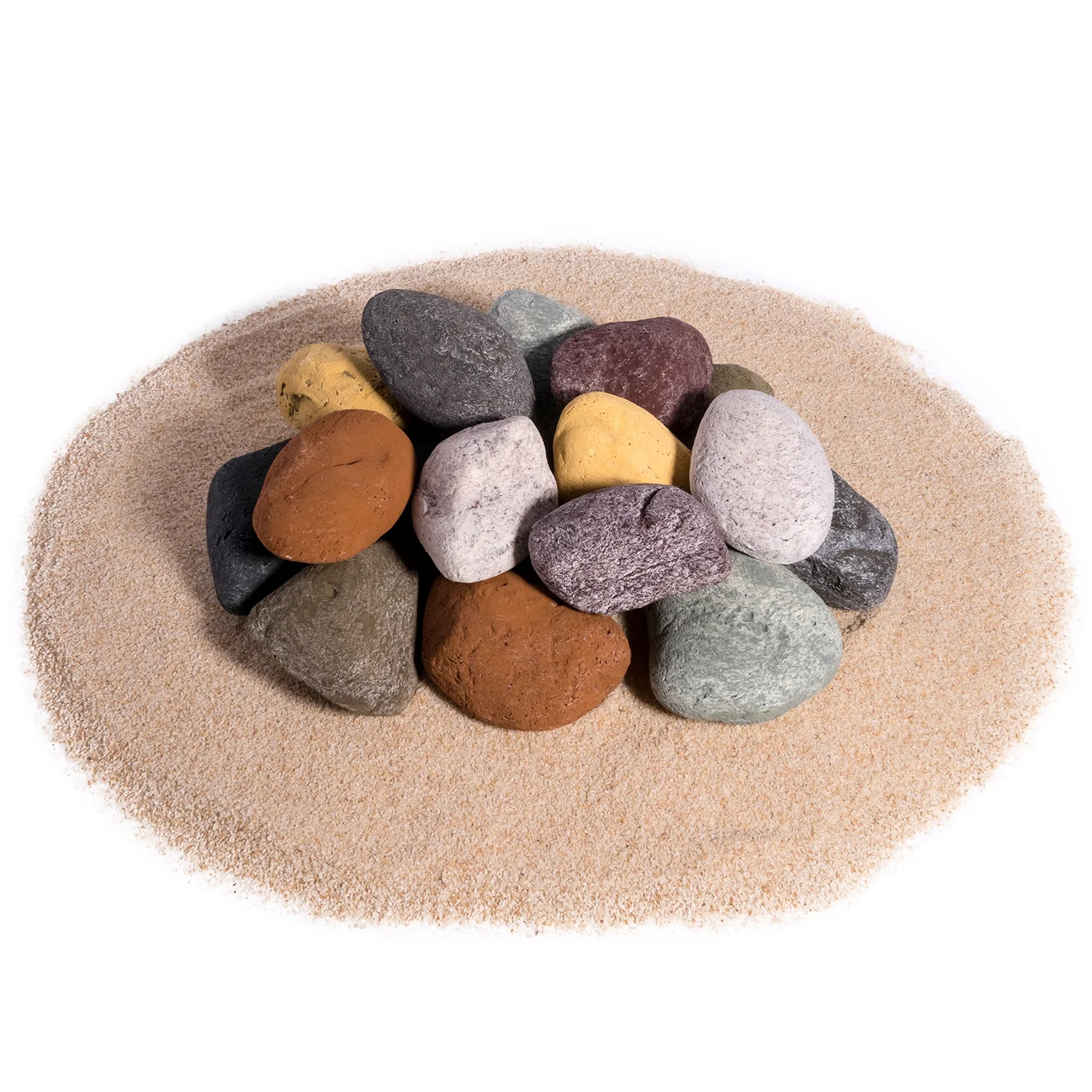 Ceramic Pebbles | Fireproof Ceramic Decor | Mixed River Rock, Set of 16